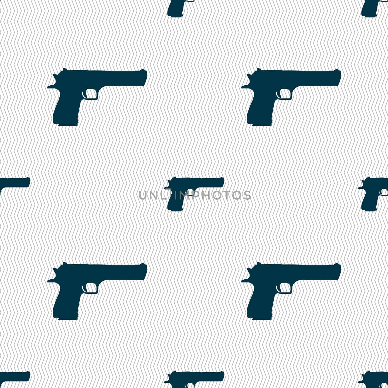 gun icon sign. Seamless pattern with geometric texture.  by serhii_lohvyniuk