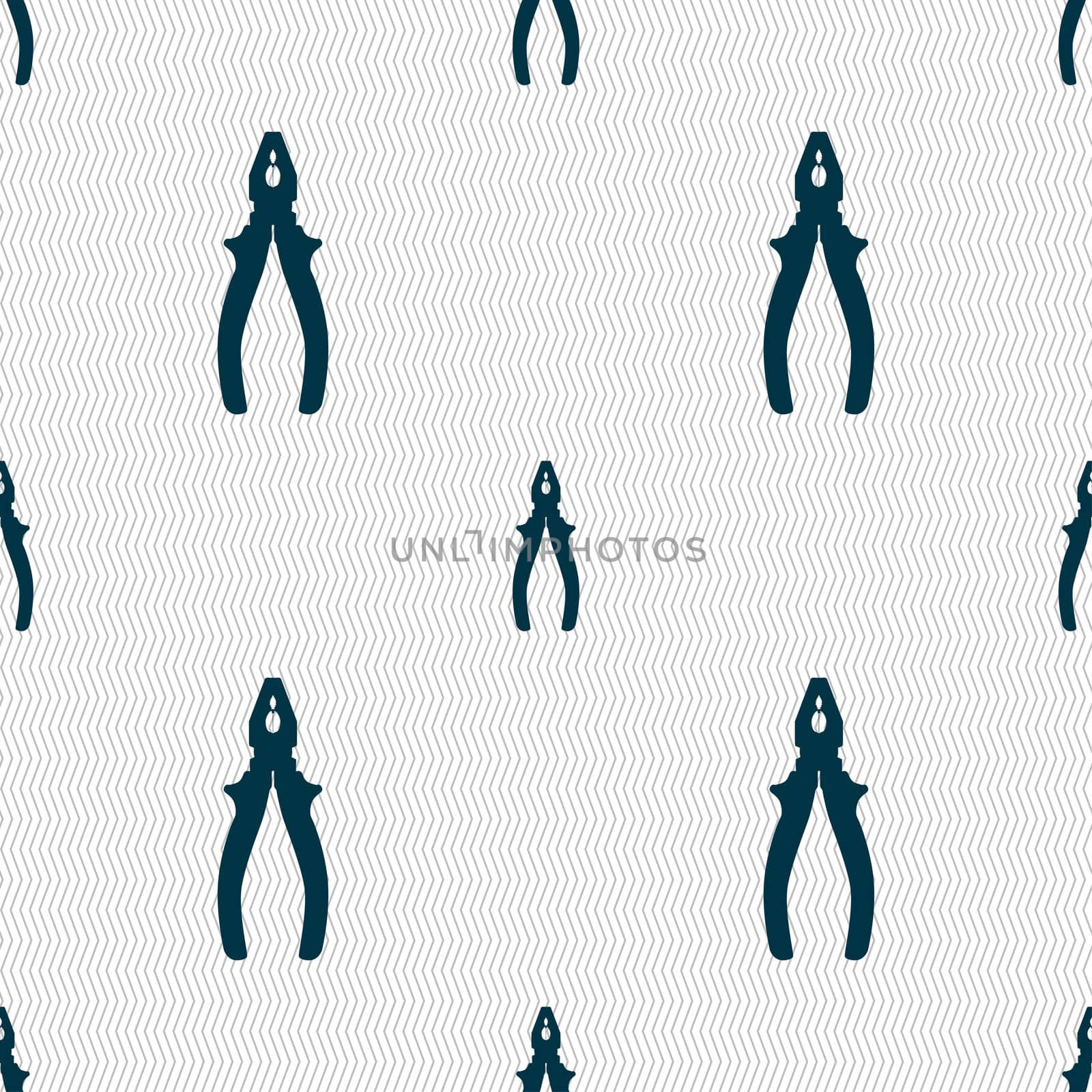 pliers icon sign. Seamless pattern with geometric texture. illustration