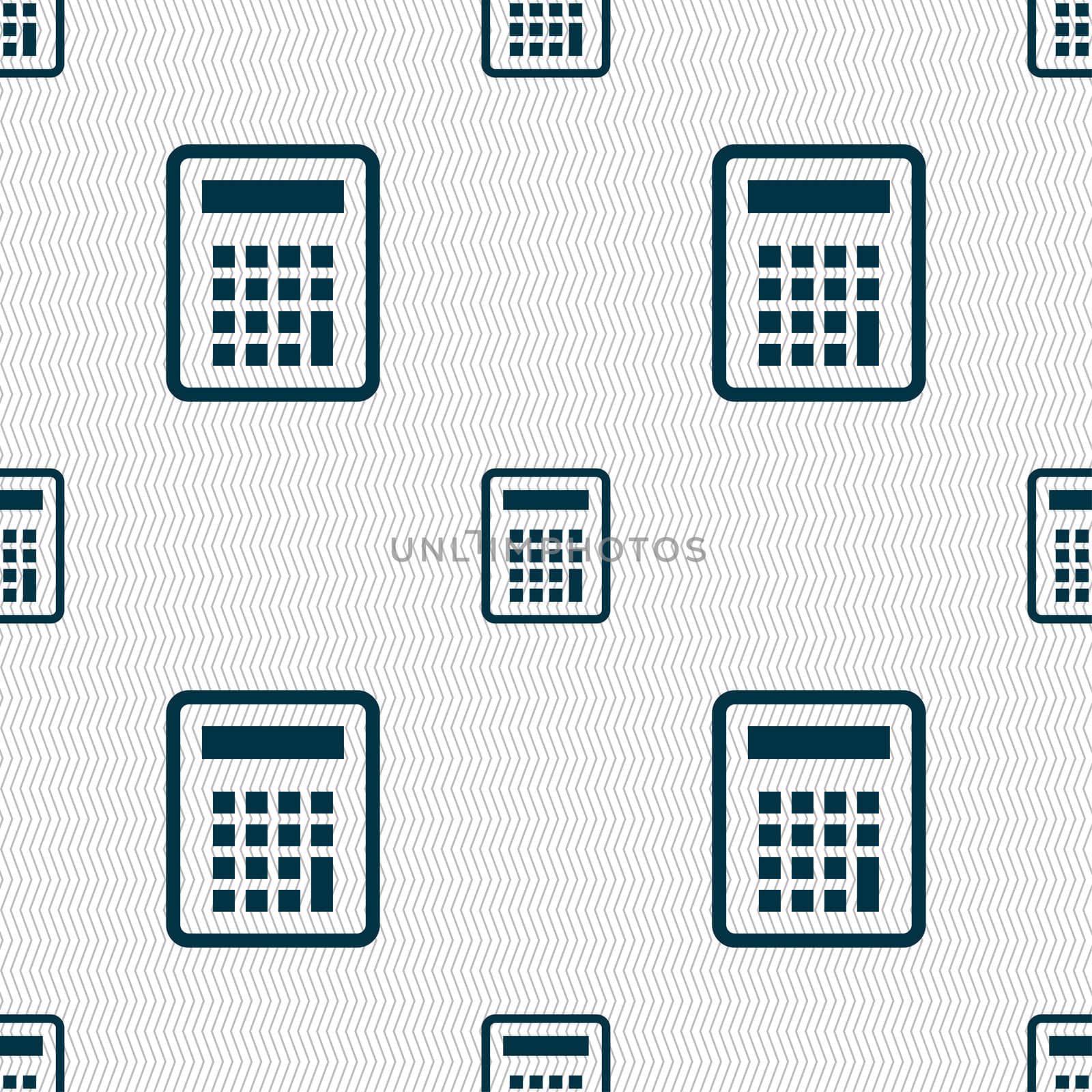 Calculator icon sign. Seamless pattern with geometric texture. illustration