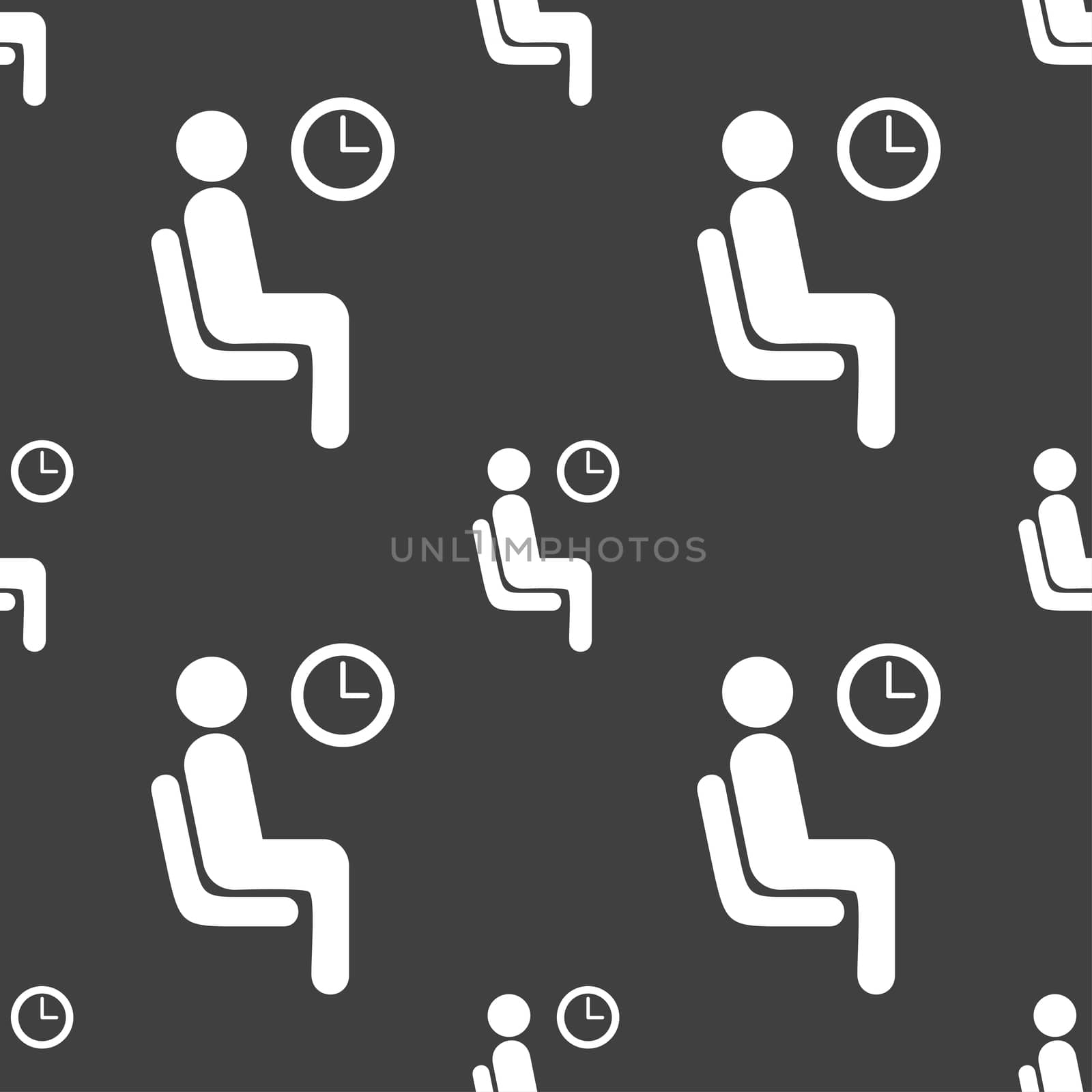waiting icon sign. Seamless pattern on a gray background.  by serhii_lohvyniuk