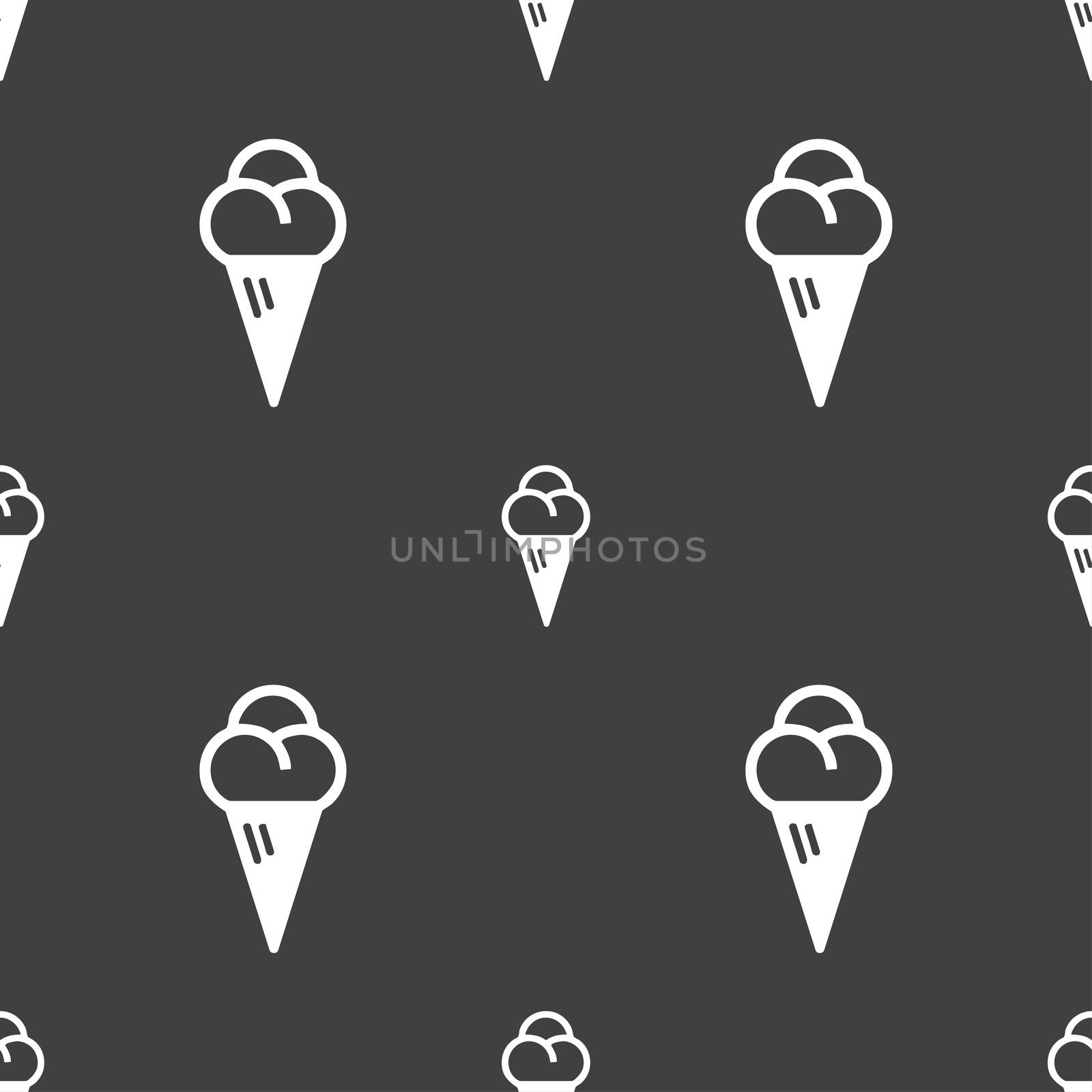 ice cream icon sign. Seamless pattern on a gray background.  by serhii_lohvyniuk