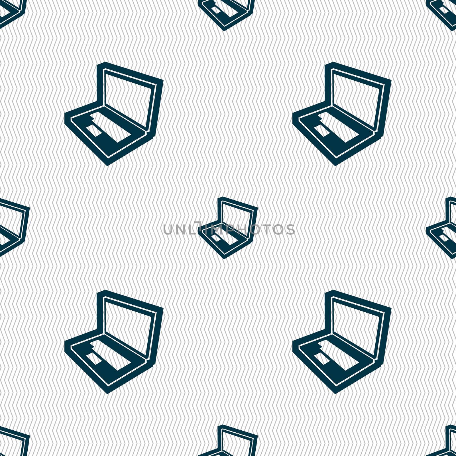 Laptop icon sign. Seamless pattern with geometric texture.  by serhii_lohvyniuk