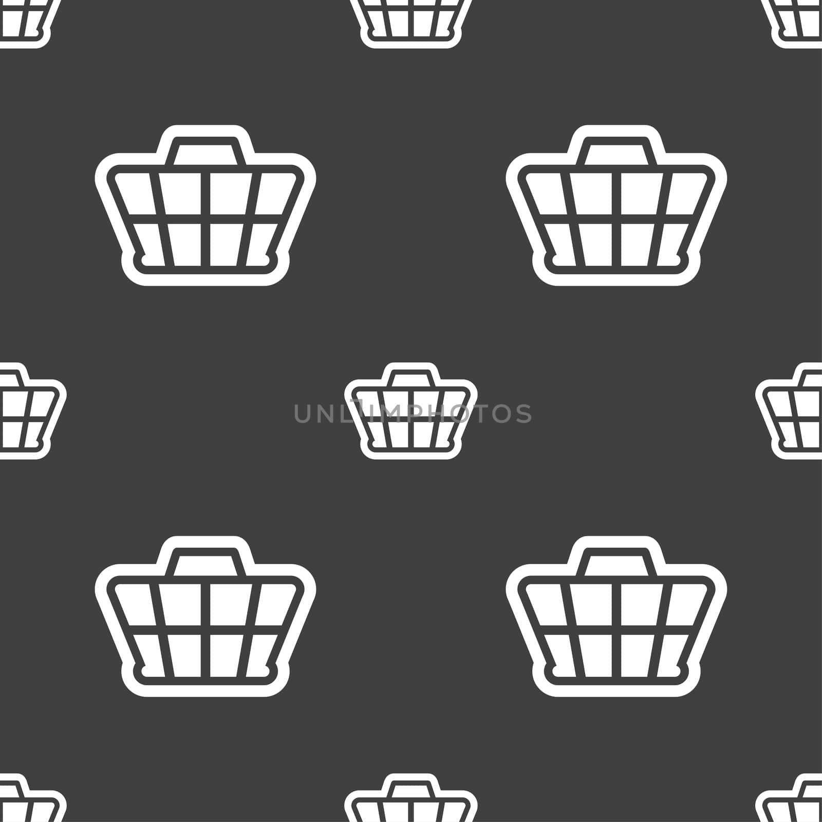 Shopping Cart icon sign. Seamless pattern on a gray background. illustration