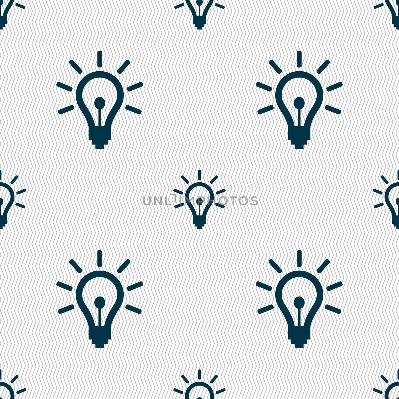 Light bulb icon sign. Seamless pattern with geometric texture. illustration