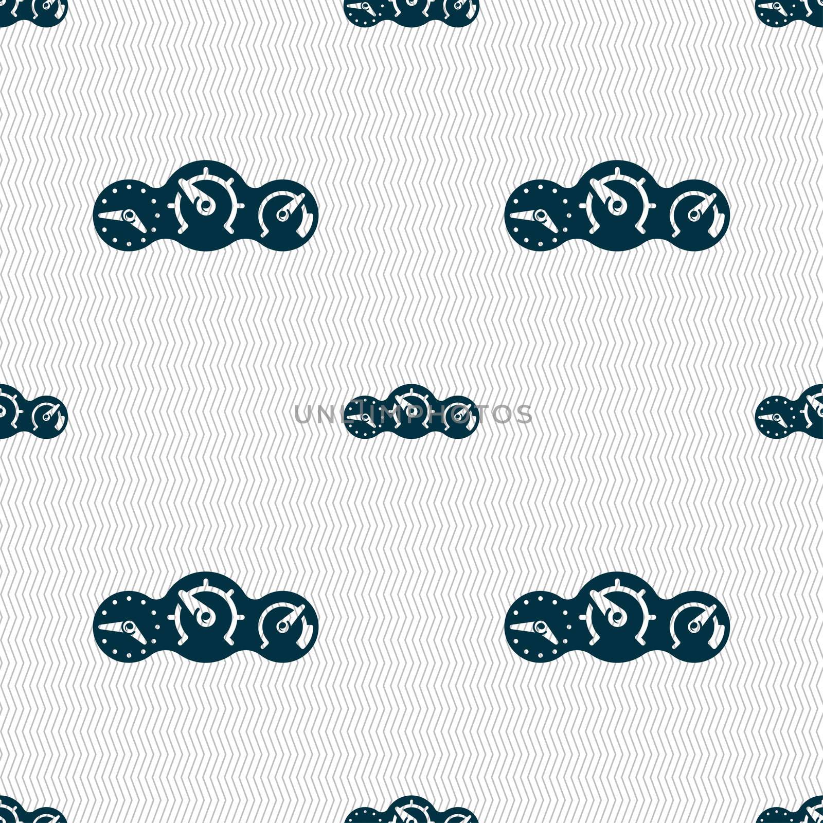 speed, speedometer icon sign. Seamless pattern with geometric texture. illustration