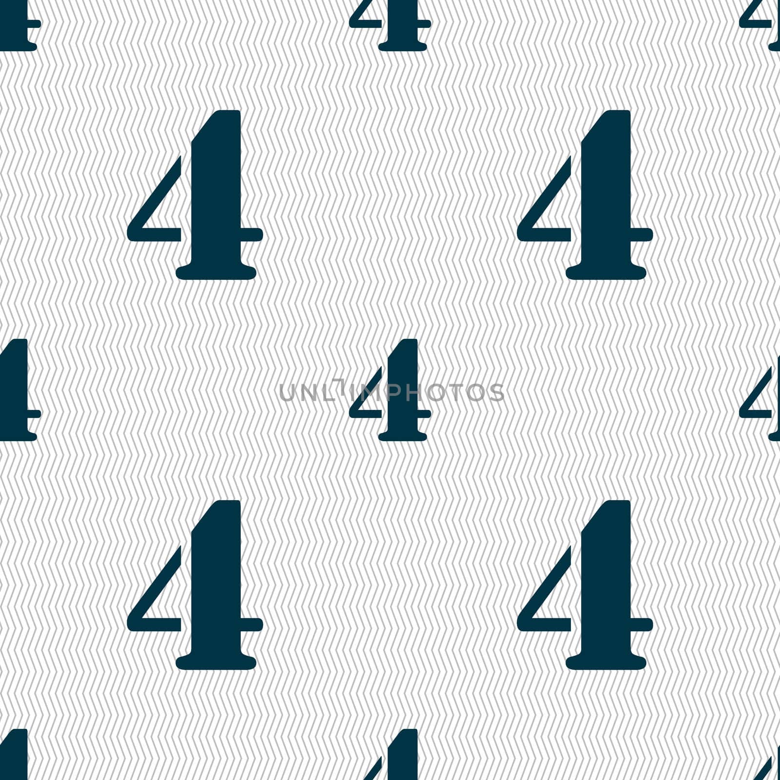 number four icon sign. Seamless abstract background with geometric shapes. illustration