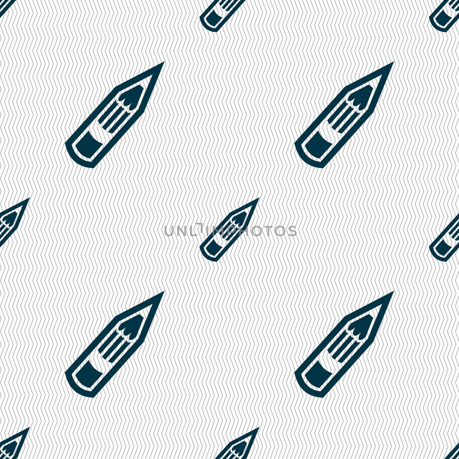 Pencil icon sign. Seamless pattern with geometric texture. illustration