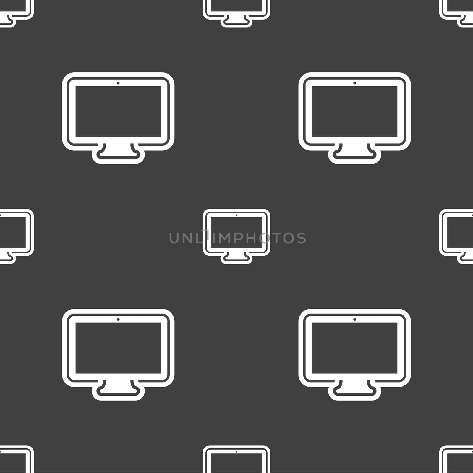 monitor icon sign. Seamless pattern on a gray background. illustration