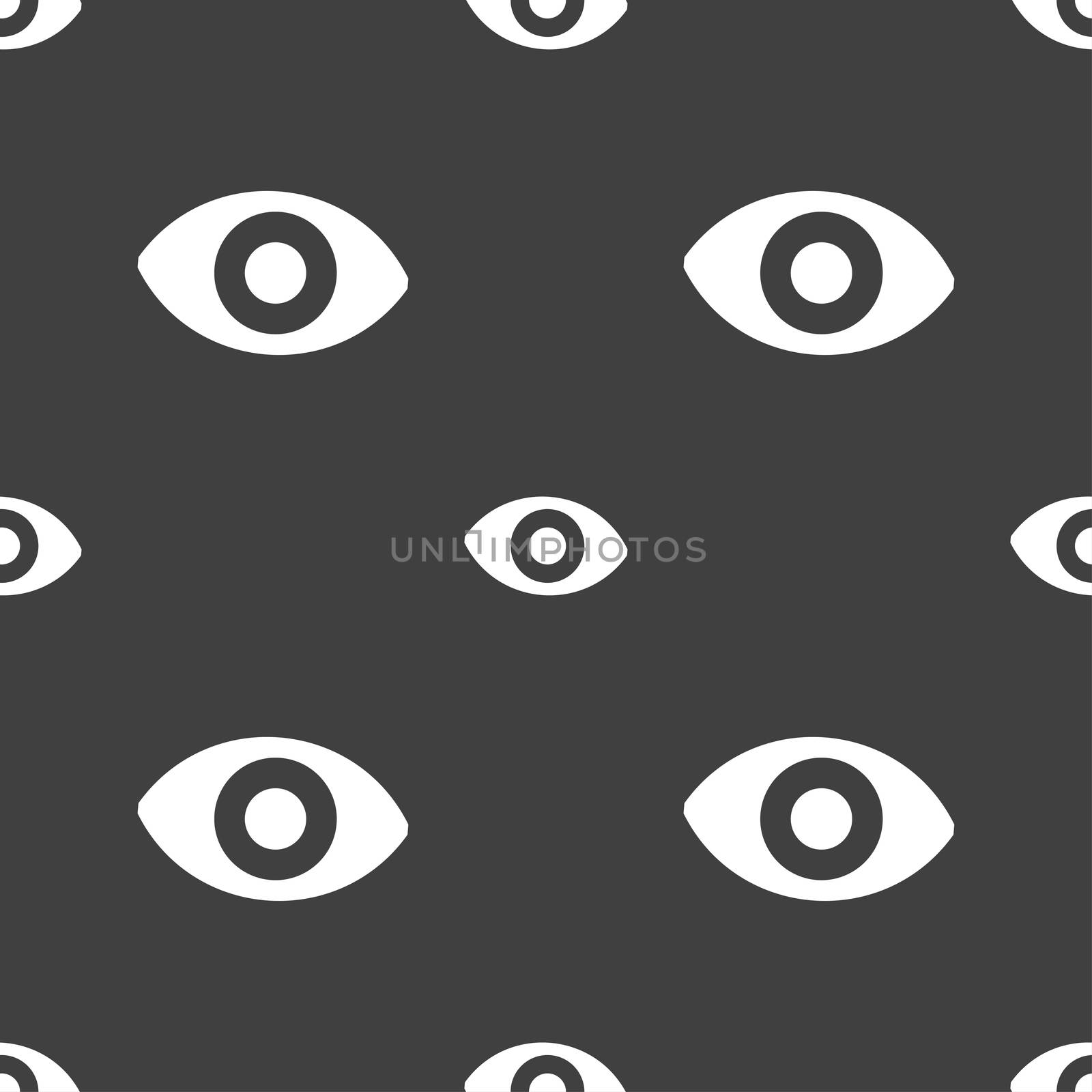 sixth sense, the eye icon sign. Seamless pattern on a gray background. illustration
