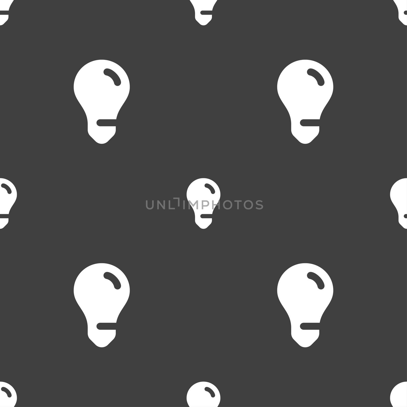 light bulb, idea icon sign. Seamless pattern on a gray background.  by serhii_lohvyniuk