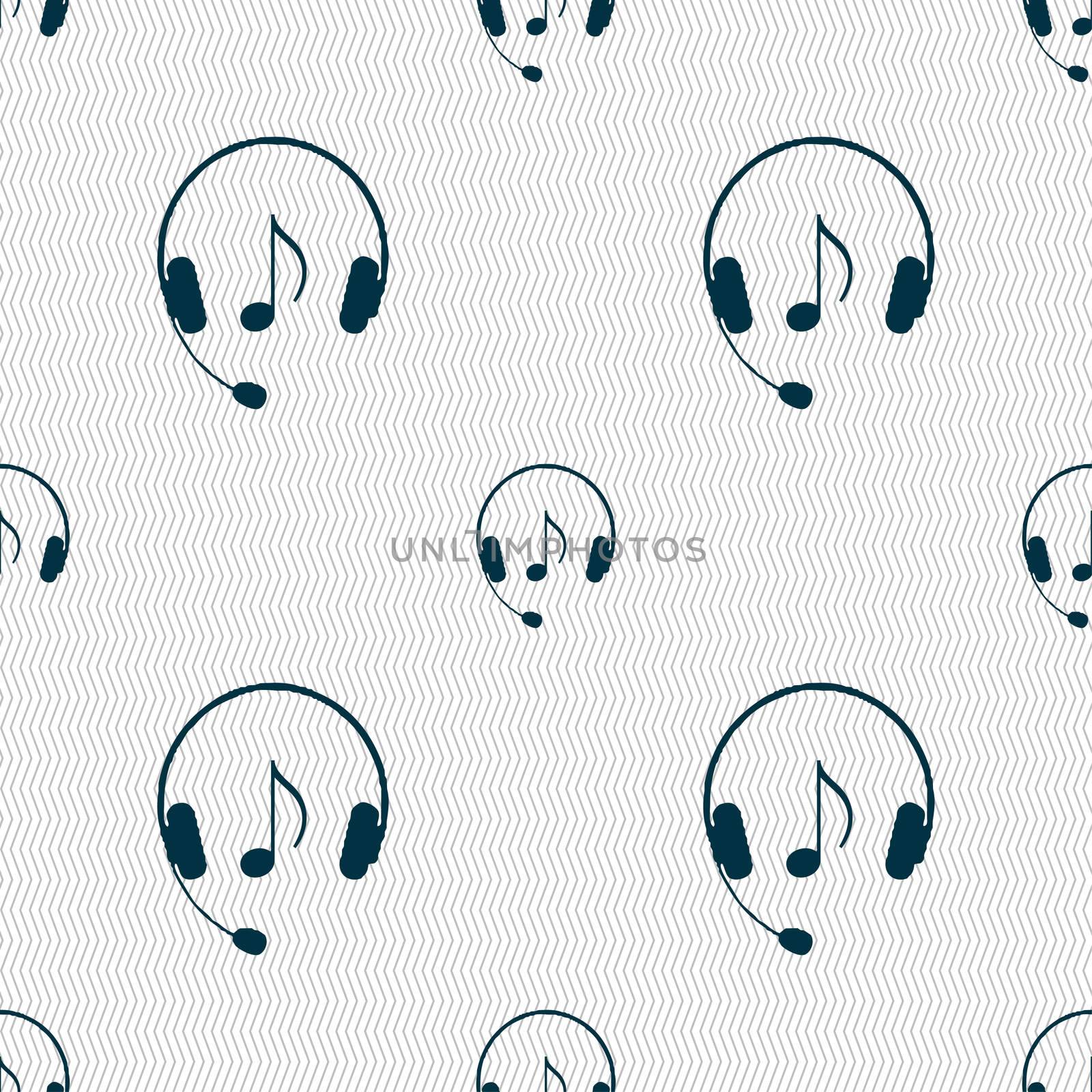 headsets icon sign. Seamless pattern with geometric texture. illustration