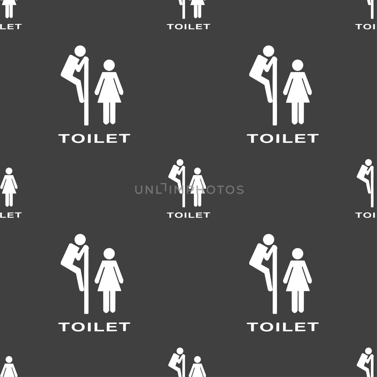 toilet icon sign. Seamless pattern on a gray background. illustration