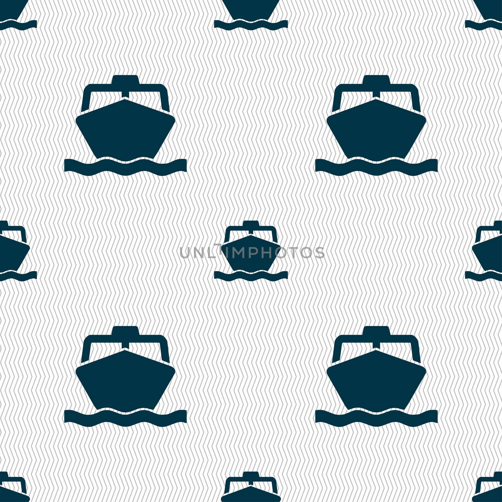 the boat icon sign. Seamless pattern with geometric texture.  by serhii_lohvyniuk