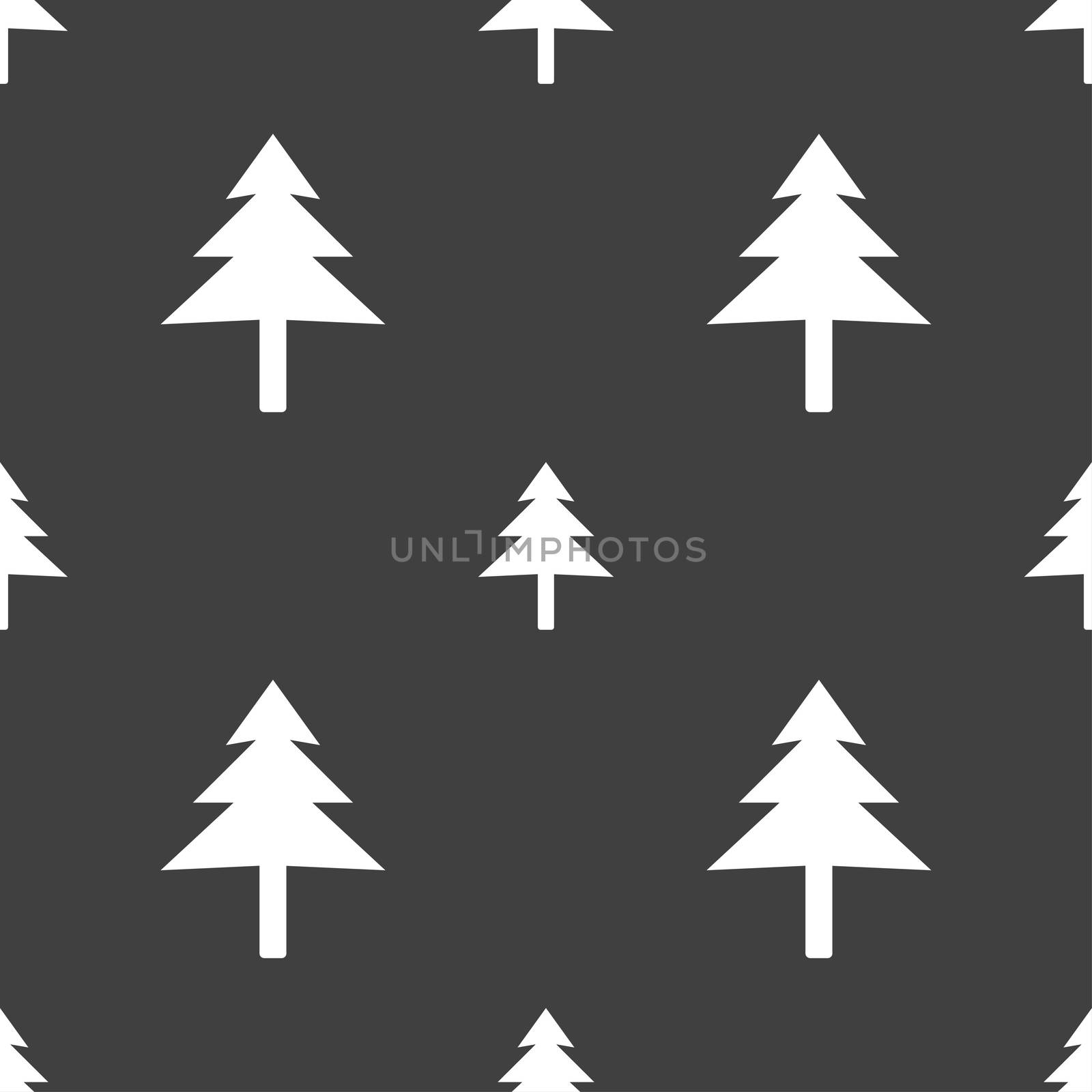 Christmas tree icon sign. Seamless pattern on a gray background.  by serhii_lohvyniuk