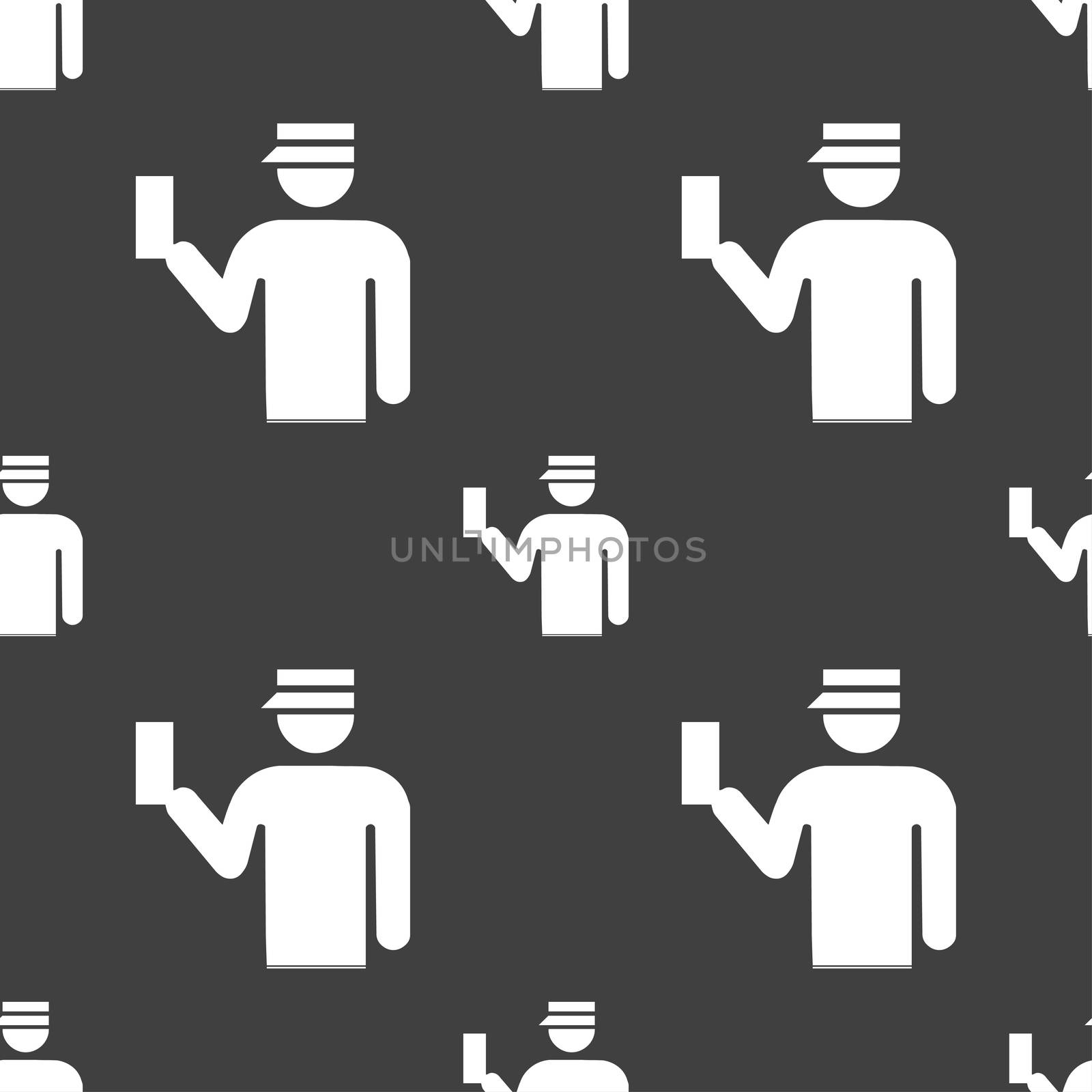 Inspector icon sign. Seamless pattern on a gray background. illustration