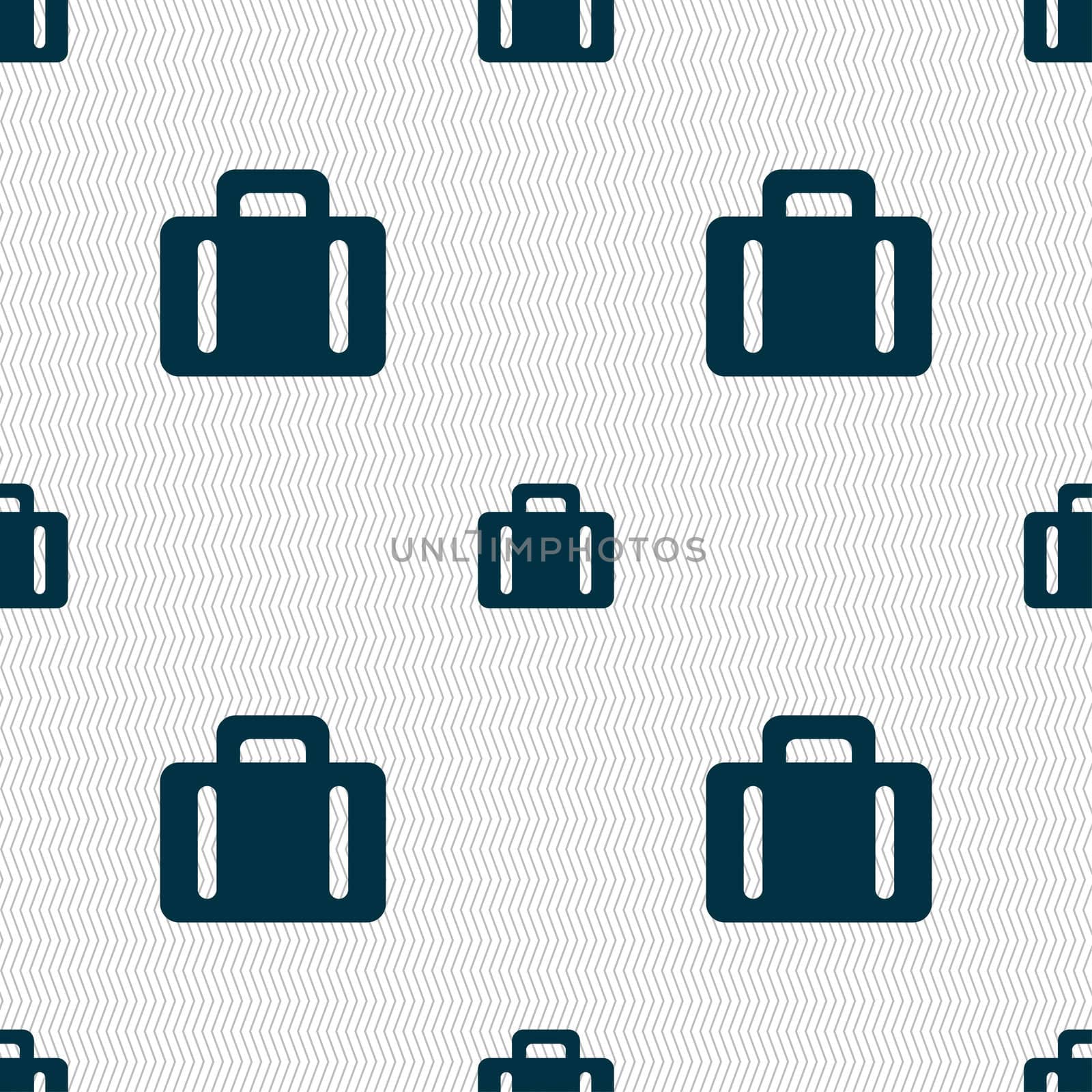 suitcase icon sign. Seamless pattern with geometric texture. illustration