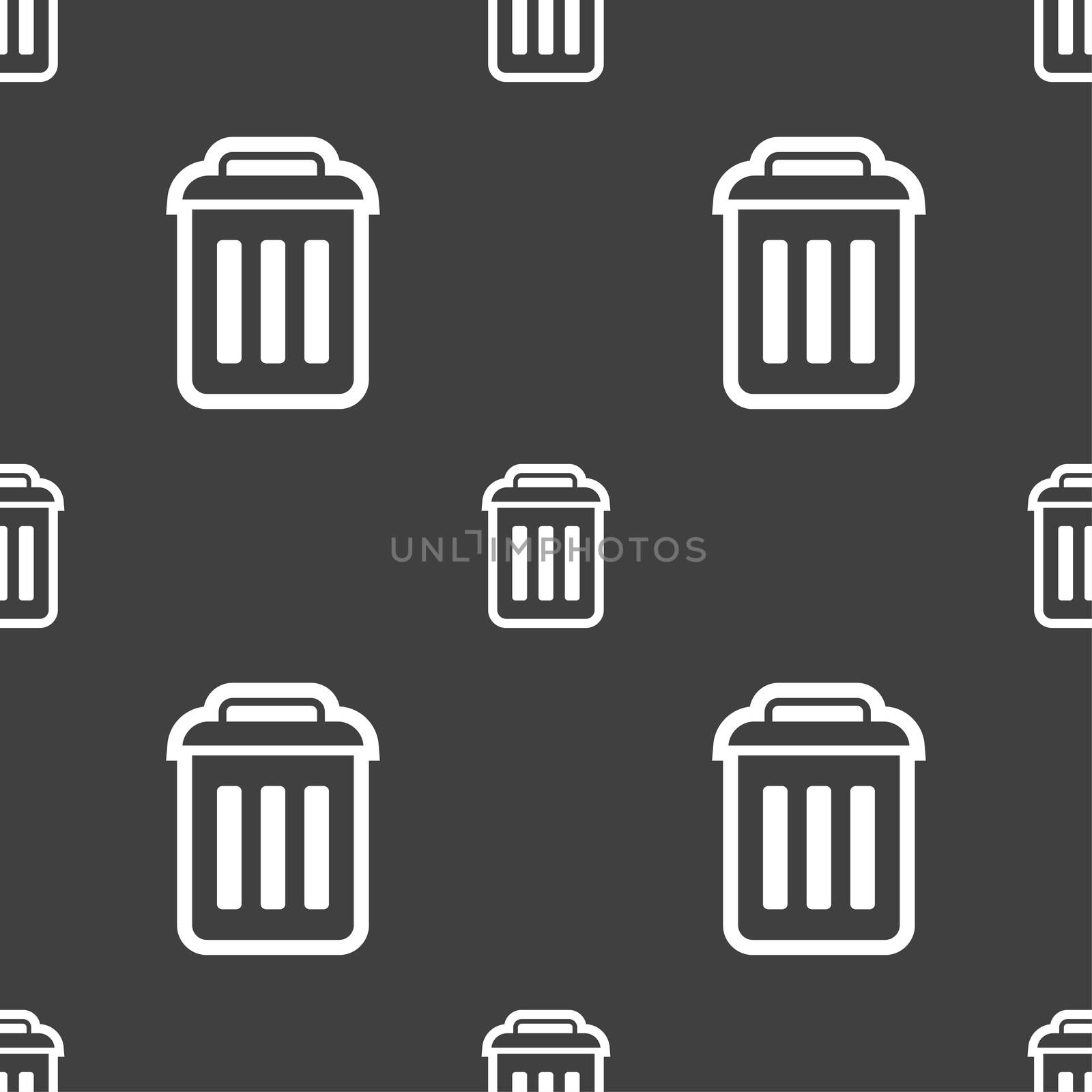 the trash icon sign. Seamless pattern on a gray background.  by serhii_lohvyniuk