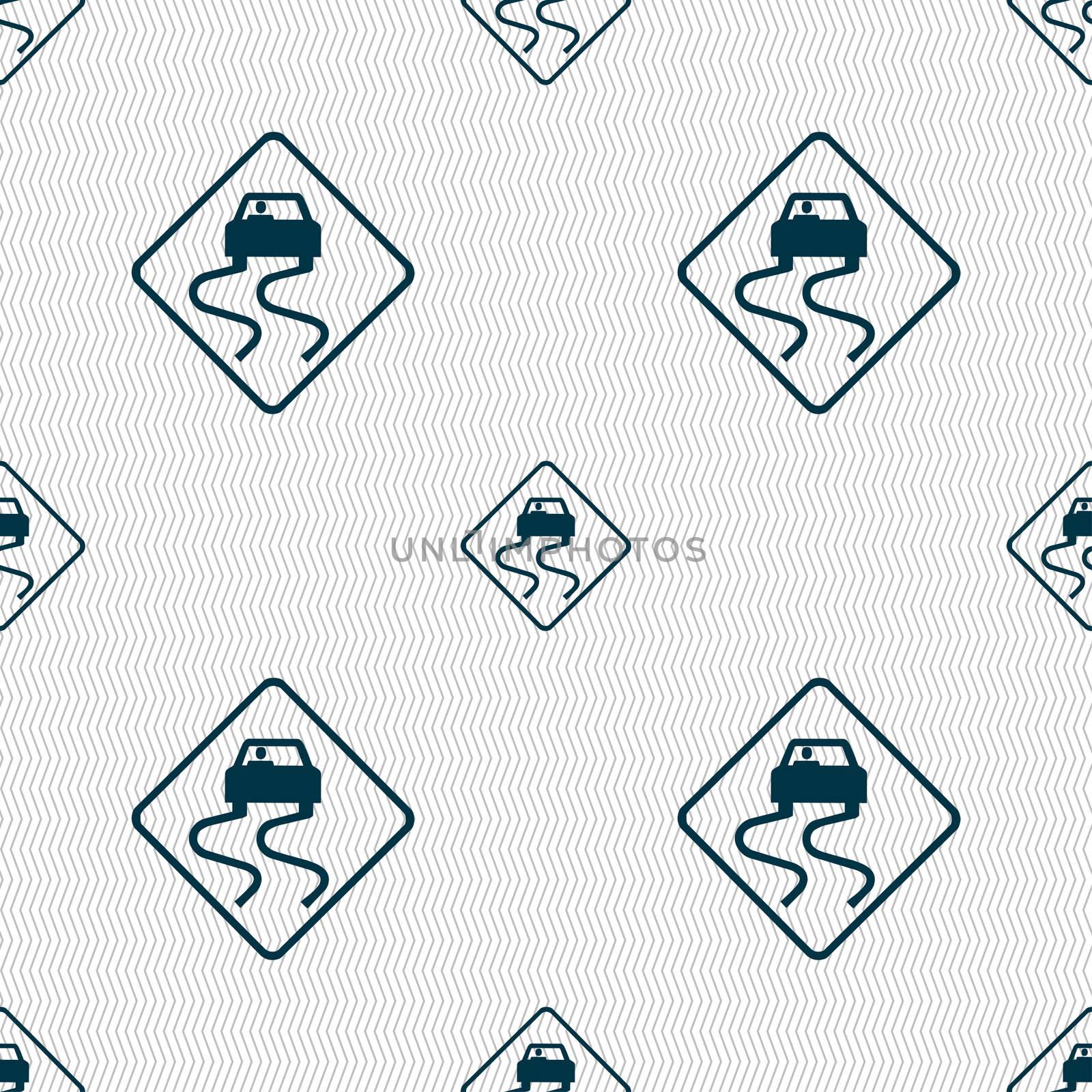 Road slippery icon sign. Seamless pattern with geometric texture.  by serhii_lohvyniuk