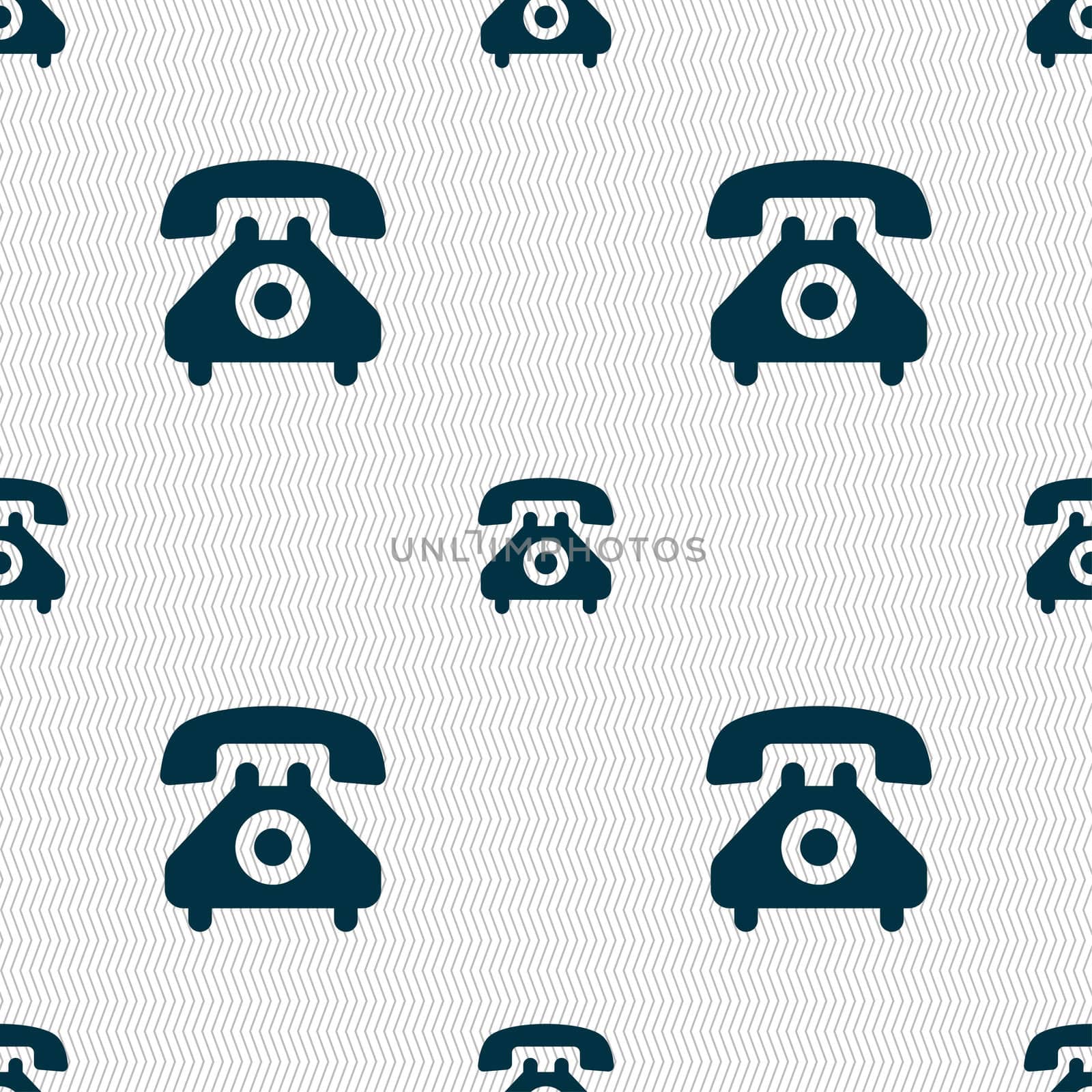 retro telephone handset icon sign. Seamless pattern with geometric texture. illustration