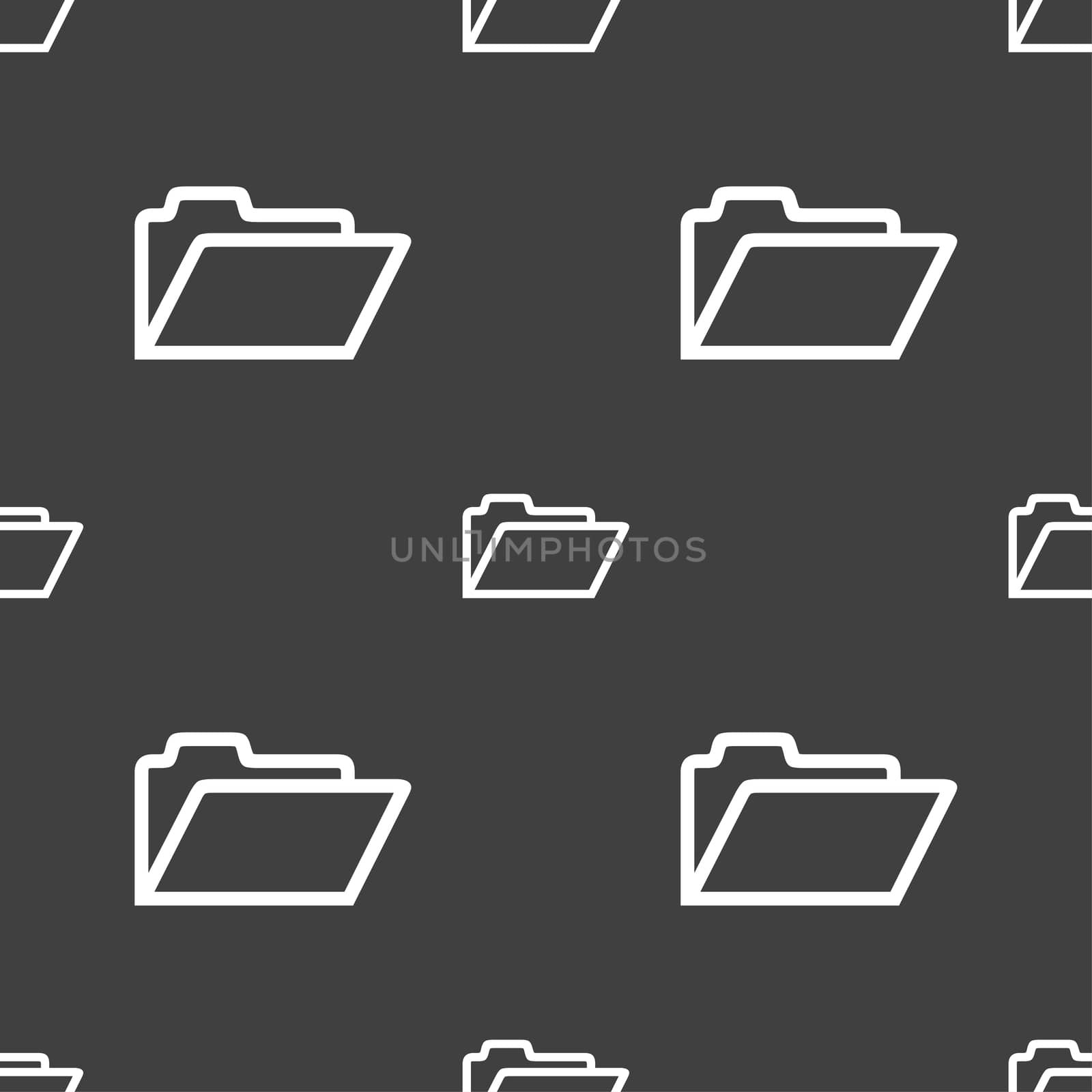 Folder icon sign. Seamless pattern on a gray background.  by serhii_lohvyniuk