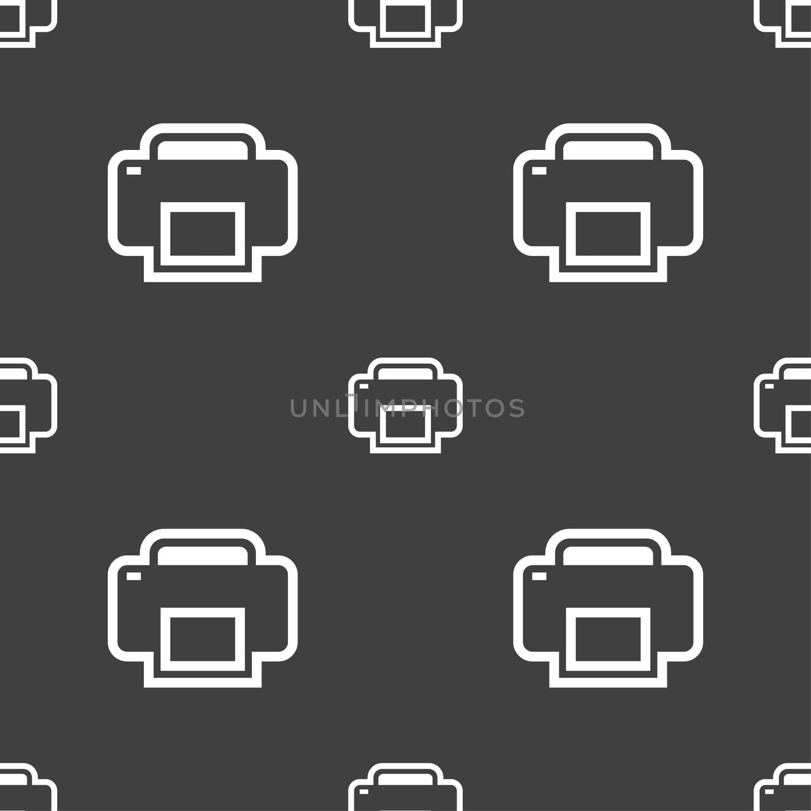 Printing icon sign. Seamless pattern on a gray background.  by serhii_lohvyniuk