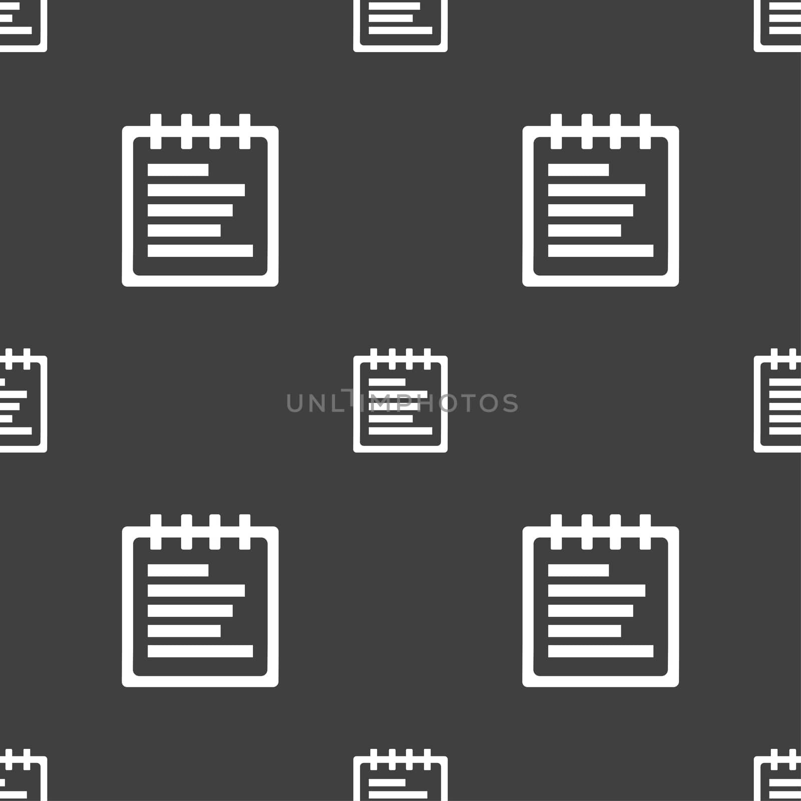 Notepad icon sign. Seamless pattern on a gray background. illustration