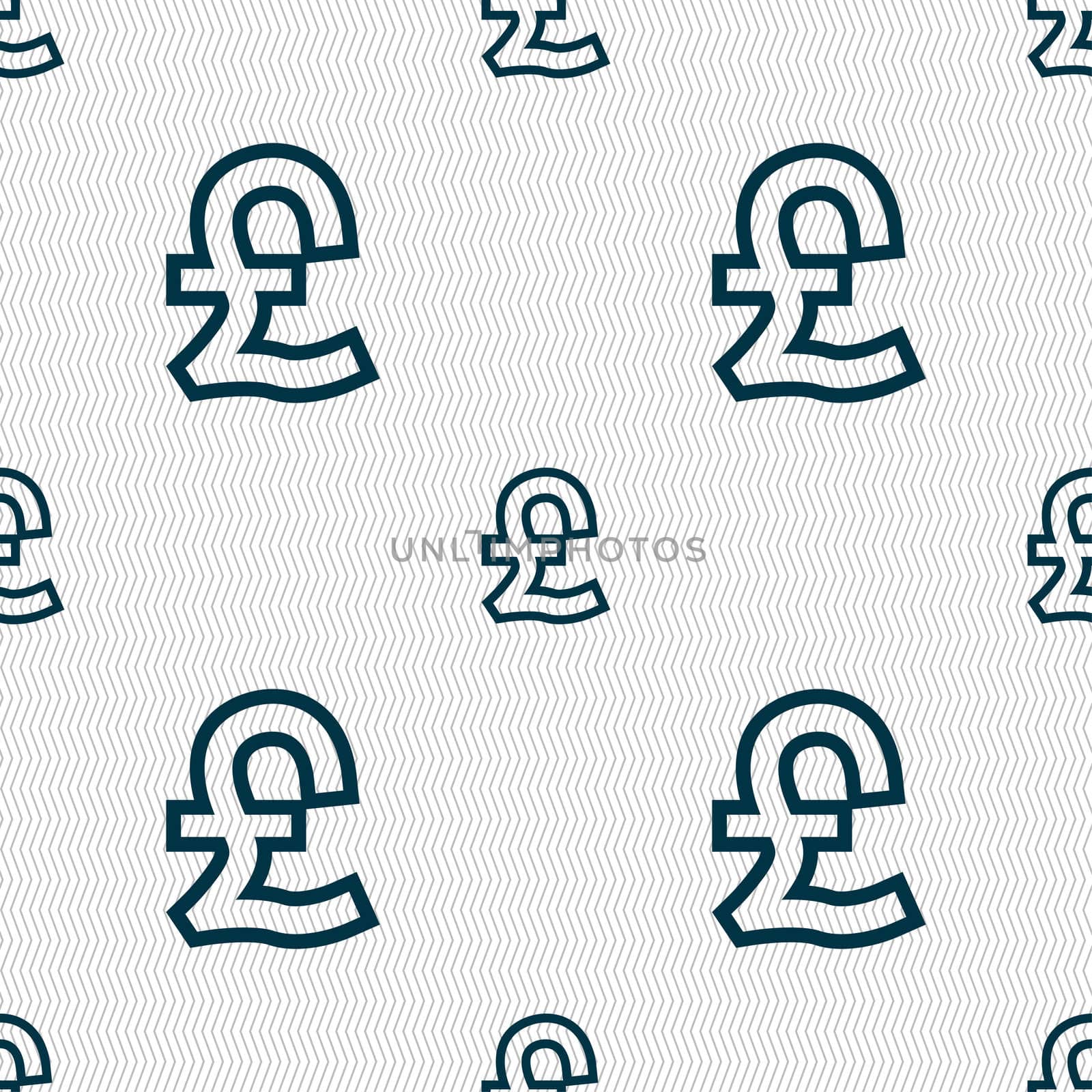 Pound Sterling icon sign. Seamless pattern with geometric texture. illustration