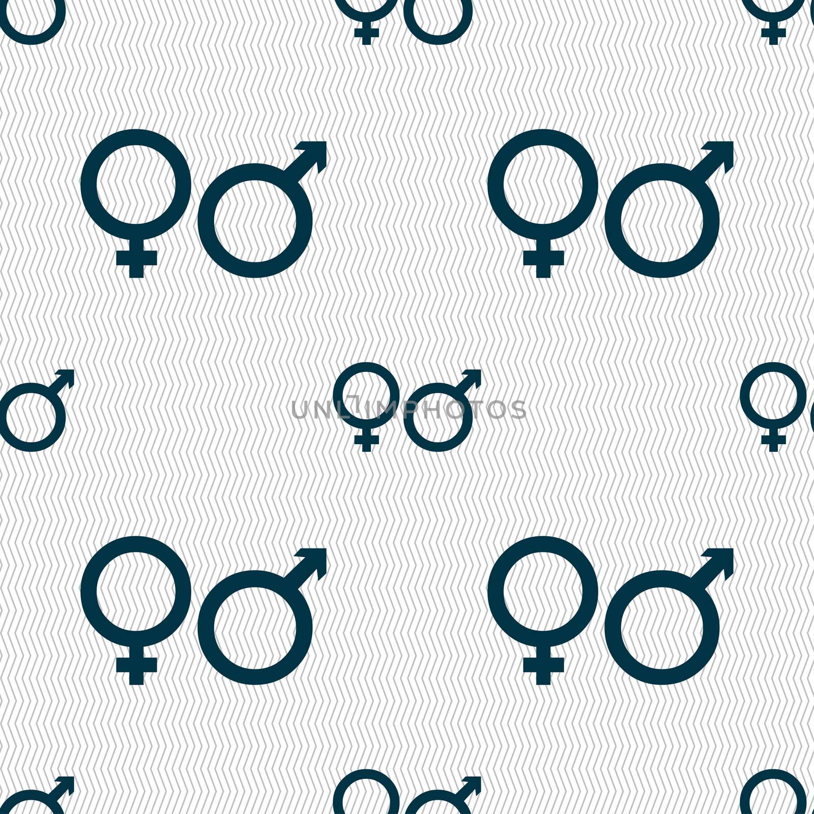 male and female icon sign. Seamless pattern with geometric texture. illustration