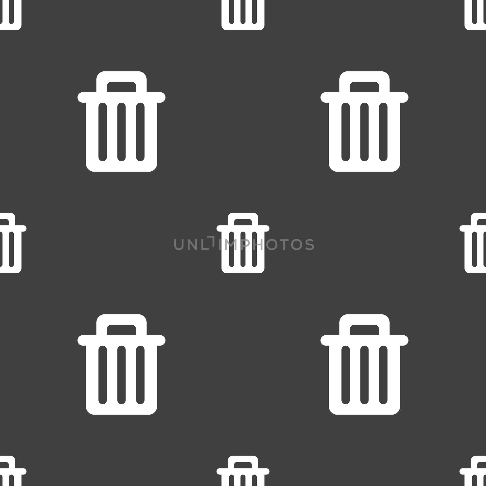 Recycle bin icon sign. Seamless pattern on a gray background. illustration