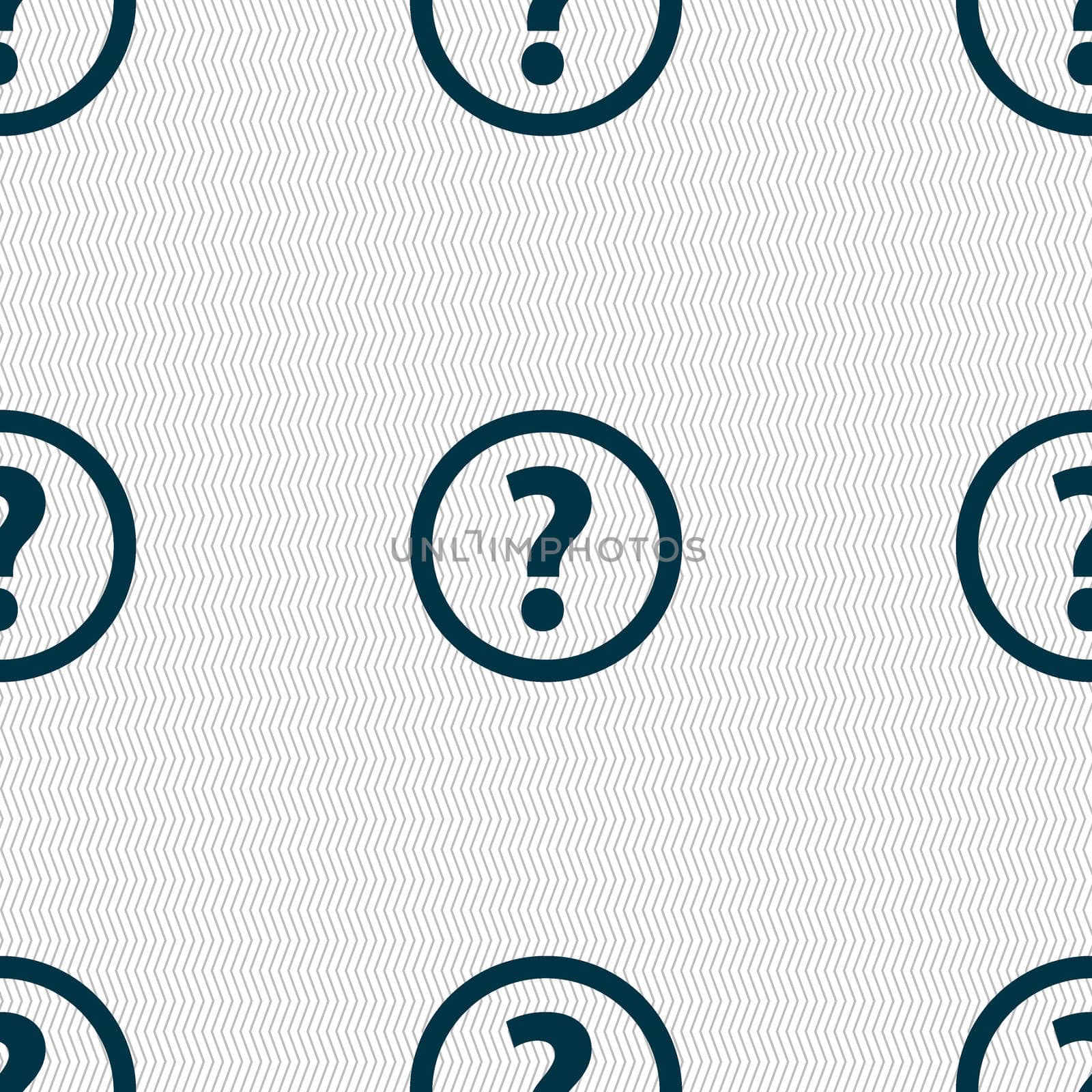 Question mark sign icon. Help speech bubble symbol. FAQ sign. Seamless abstract background with geometric shapes. illustration