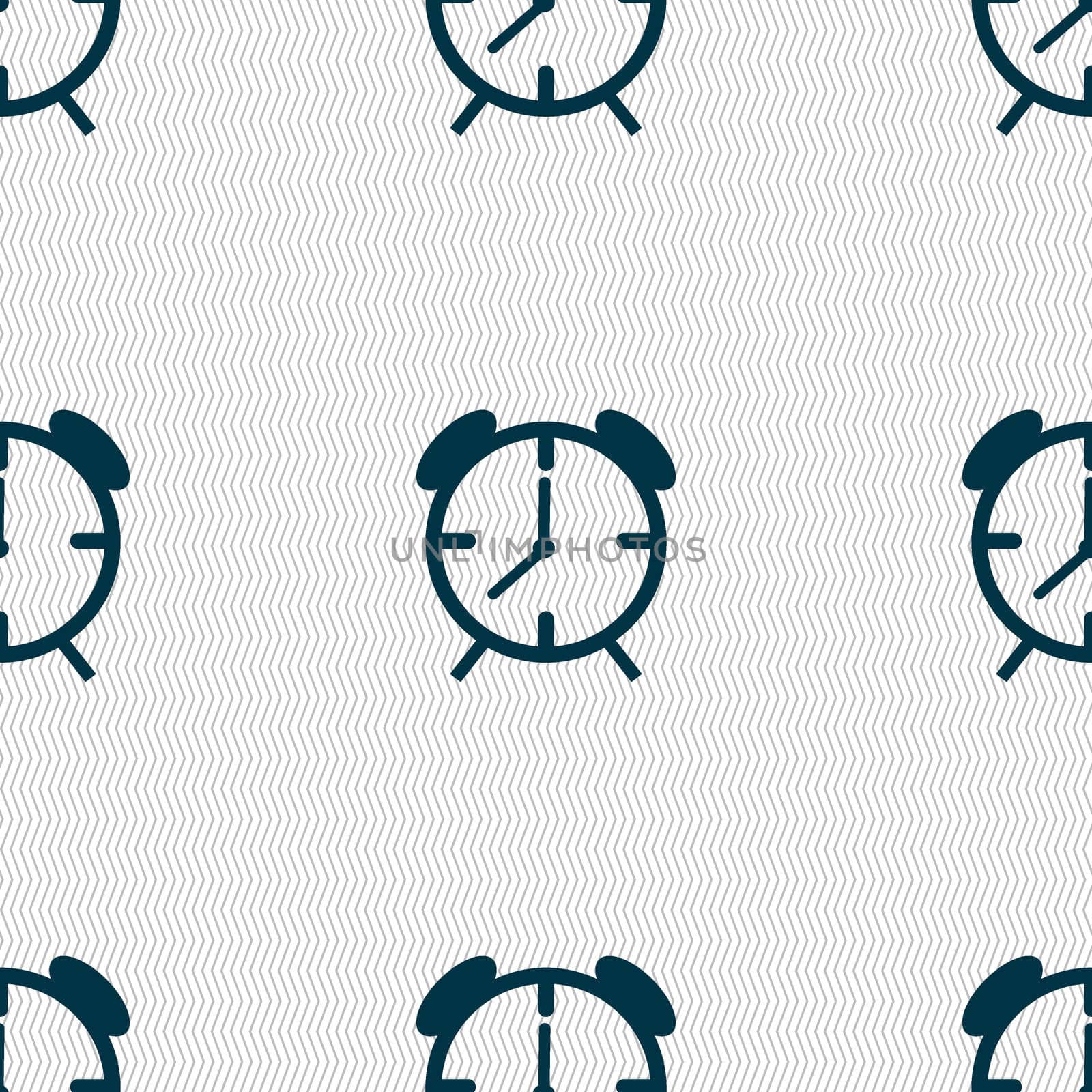 Alarm clock sign icon. Wake up alarm symbol. Seamless abstract background with geometric shapes. illustration