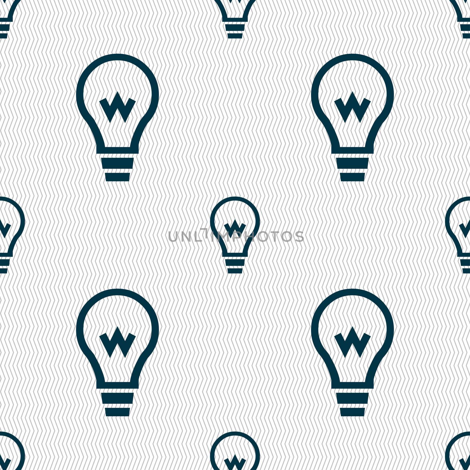 Light bulb icon sign. Seamless pattern with geometric texture. illustration