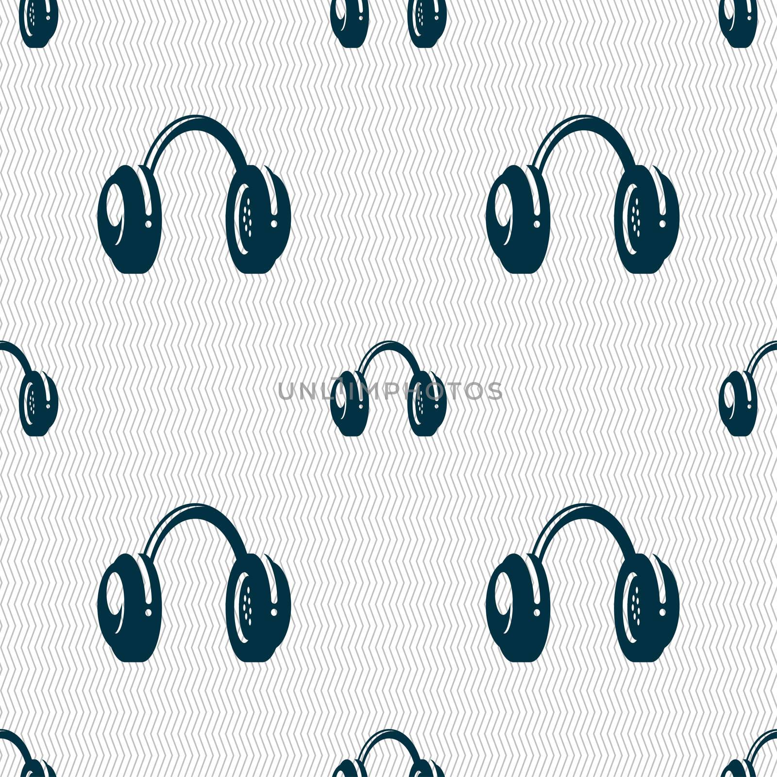 headsets icon sign. Seamless pattern with geometric texture. illustration