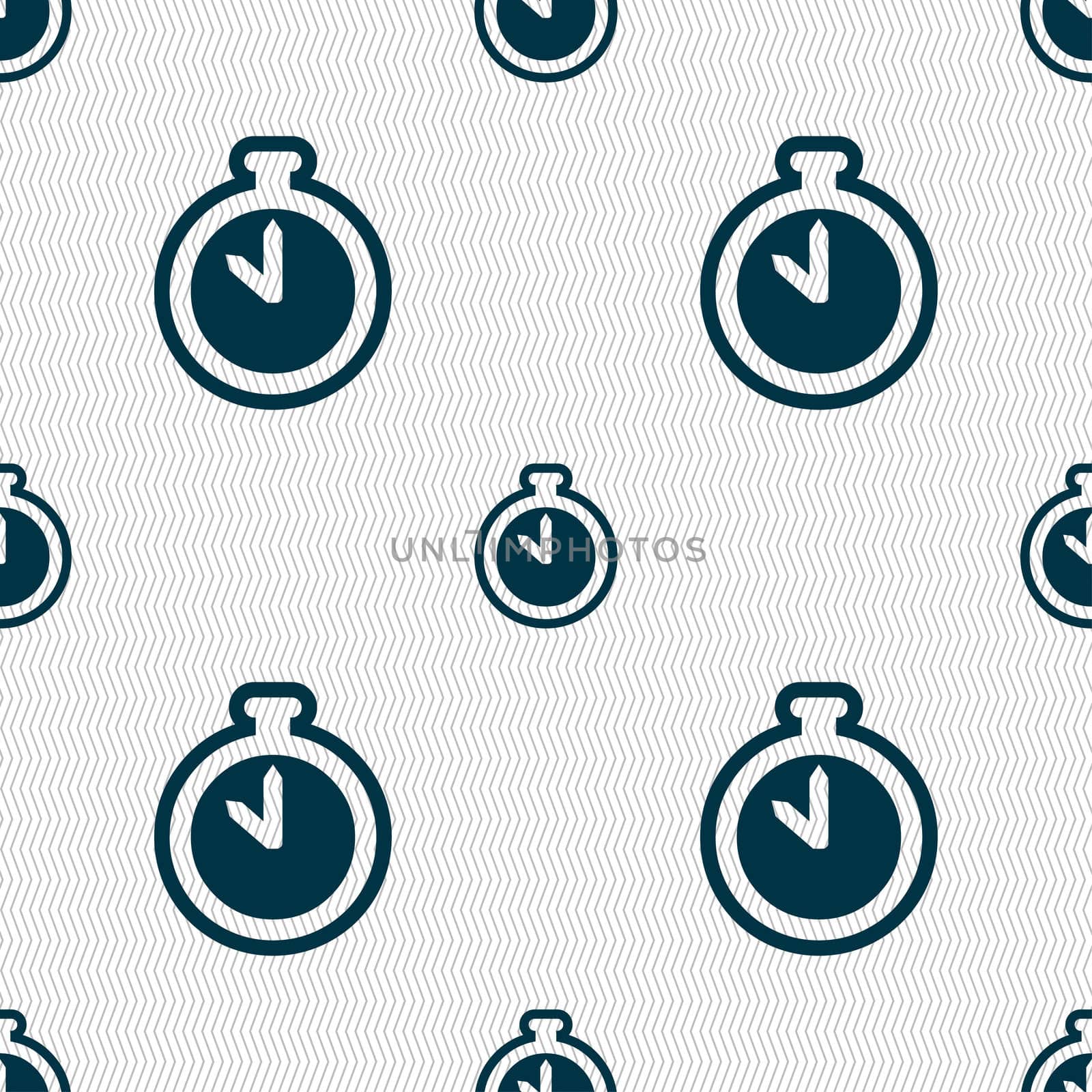 The stopwatch icon sign. Seamless pattern with geometric texture.  by serhii_lohvyniuk