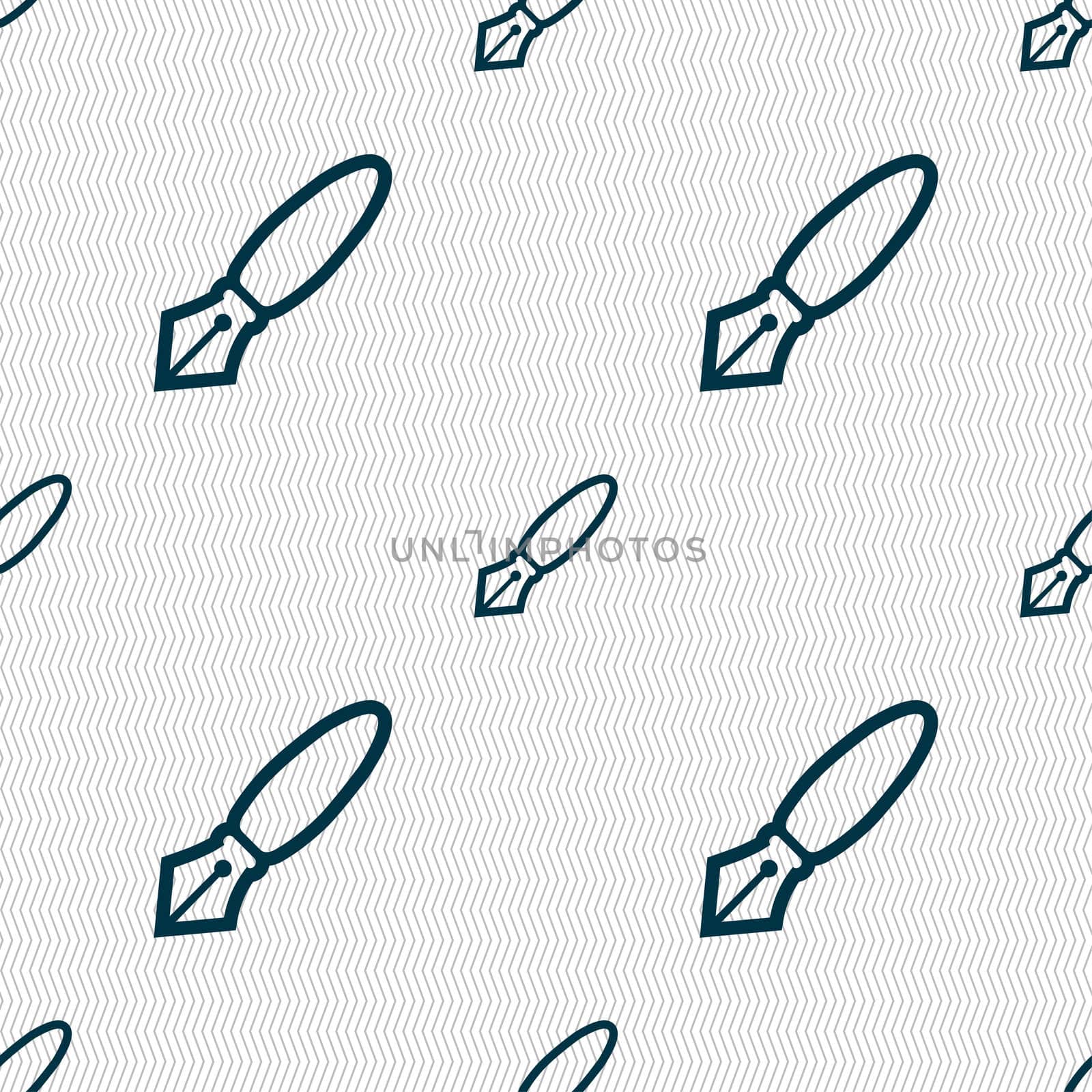 Pen icon sign. Seamless pattern with geometric texture. illustration