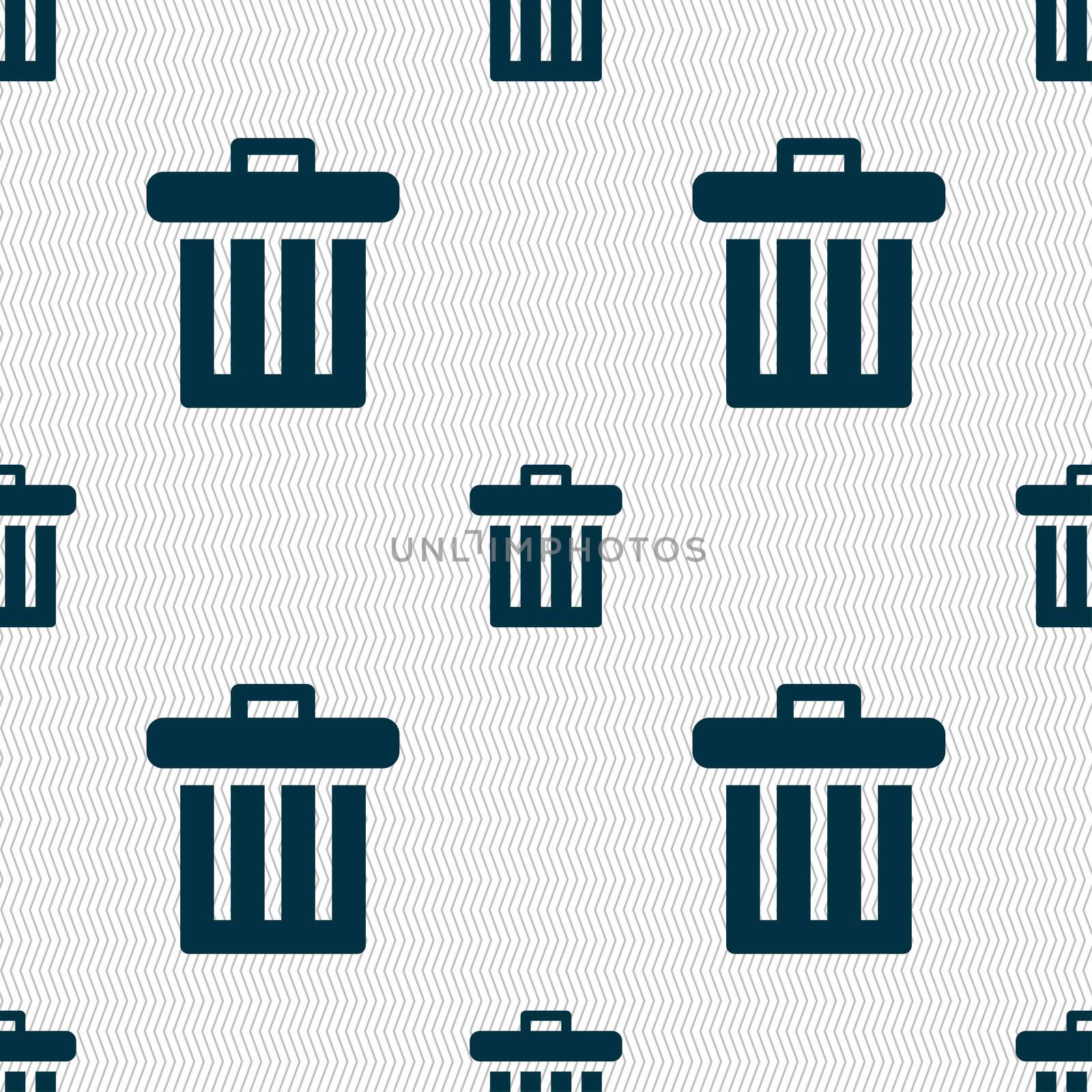 Recycle bin icon sign. Seamless pattern with geometric texture. illustration