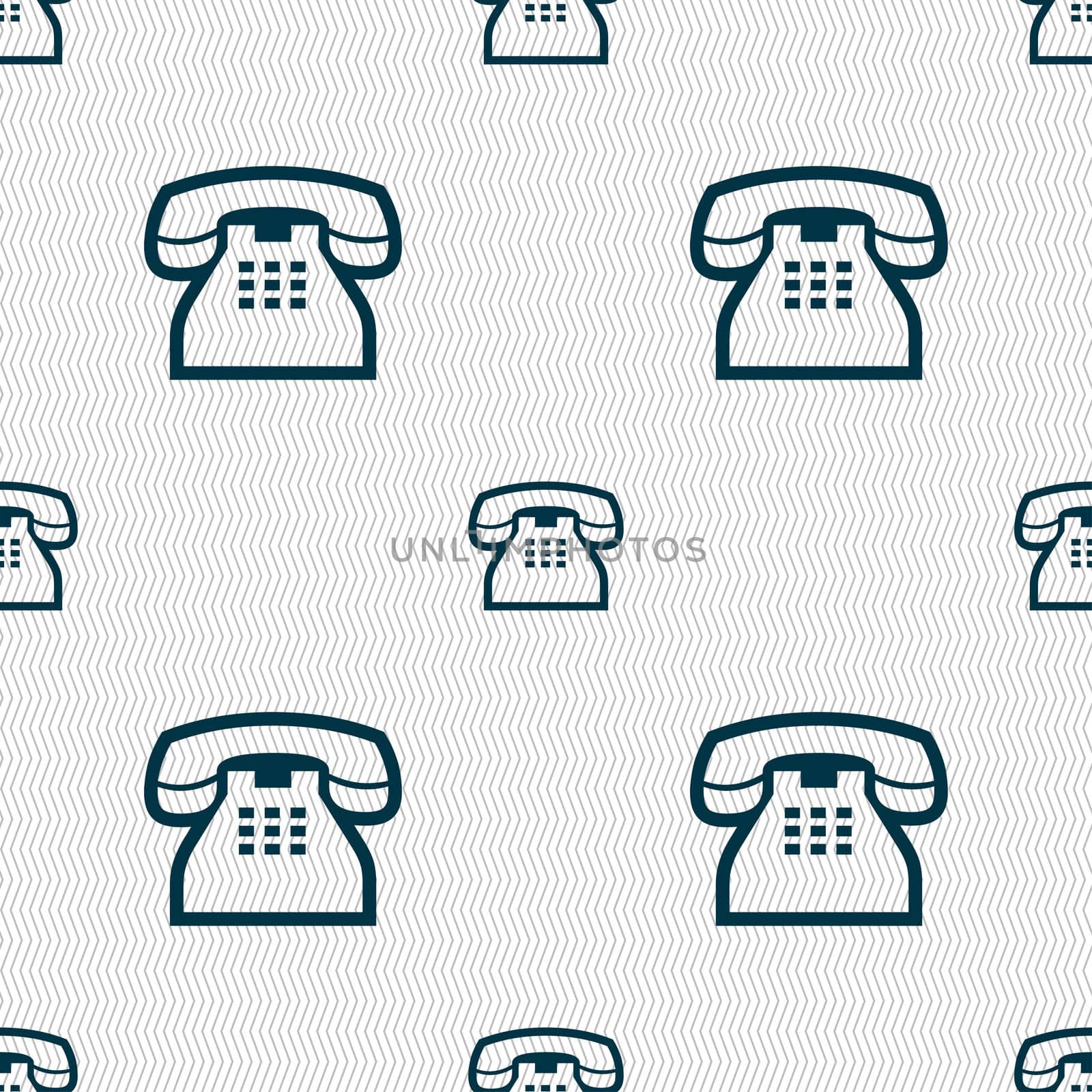 retro telephone handset icon sign. Seamless pattern with geometric texture.  by serhii_lohvyniuk