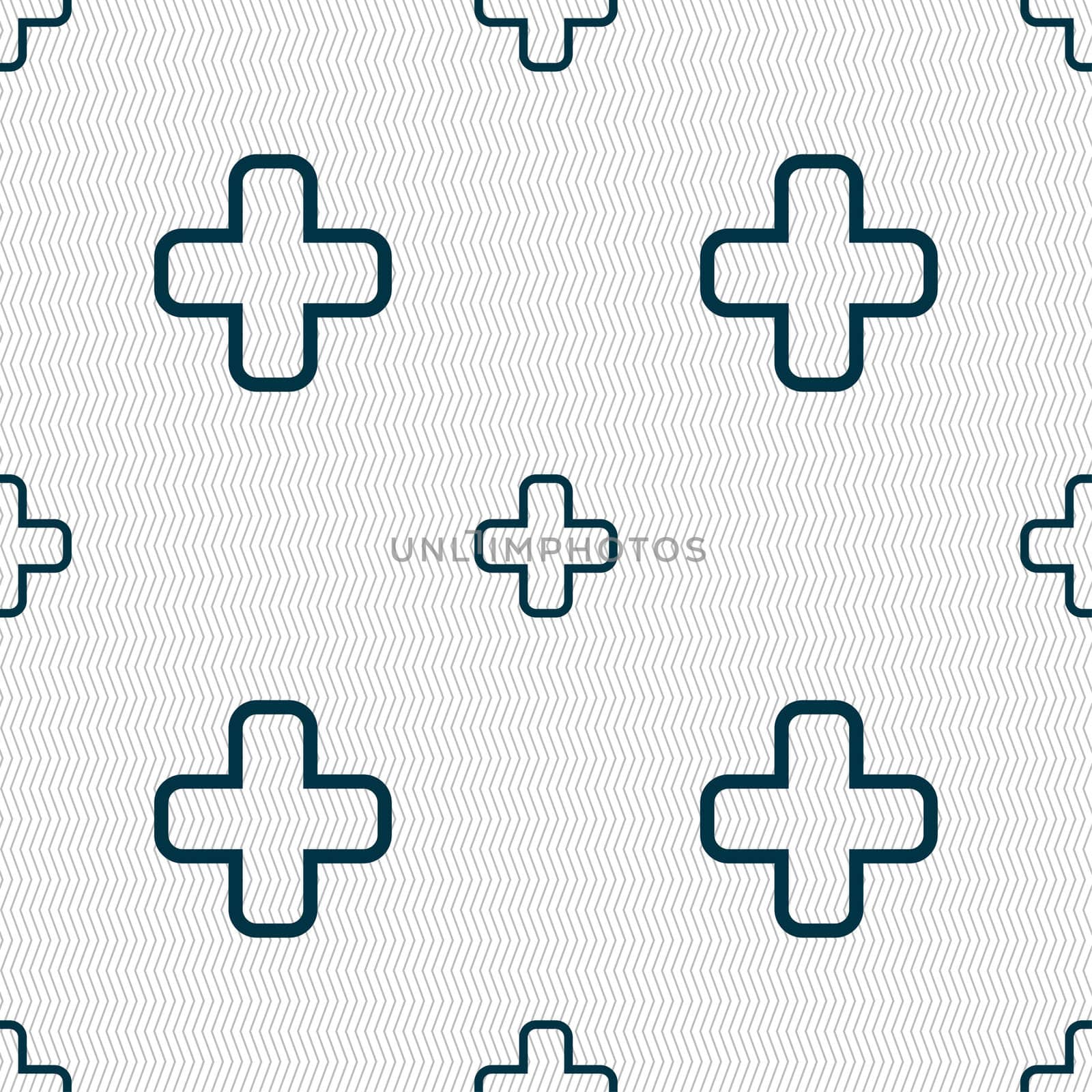 Plus icon sign. Seamless pattern with geometric texture.  by serhii_lohvyniuk