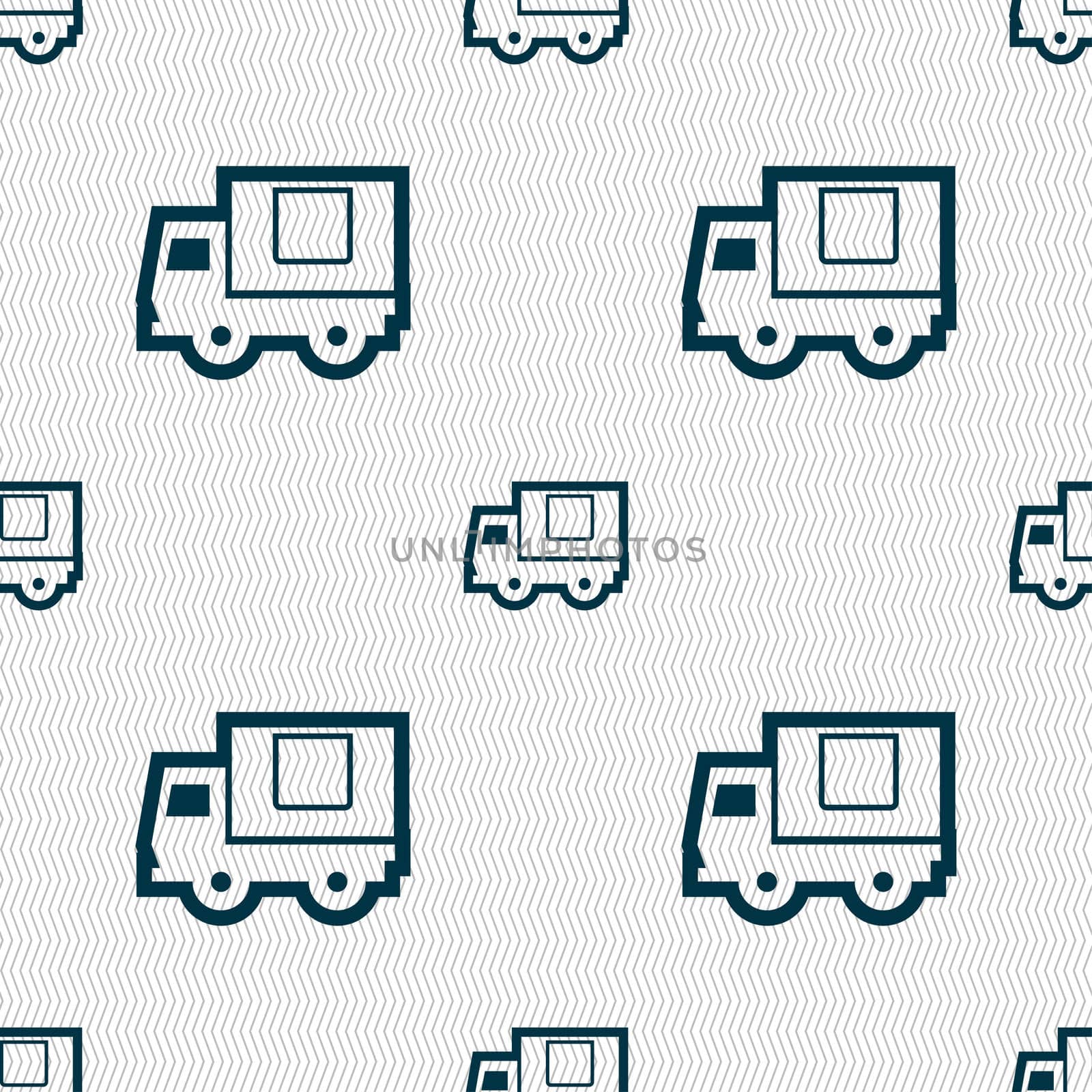 Delivery truck icon sign. Seamless pattern with geometric texture.  by serhii_lohvyniuk