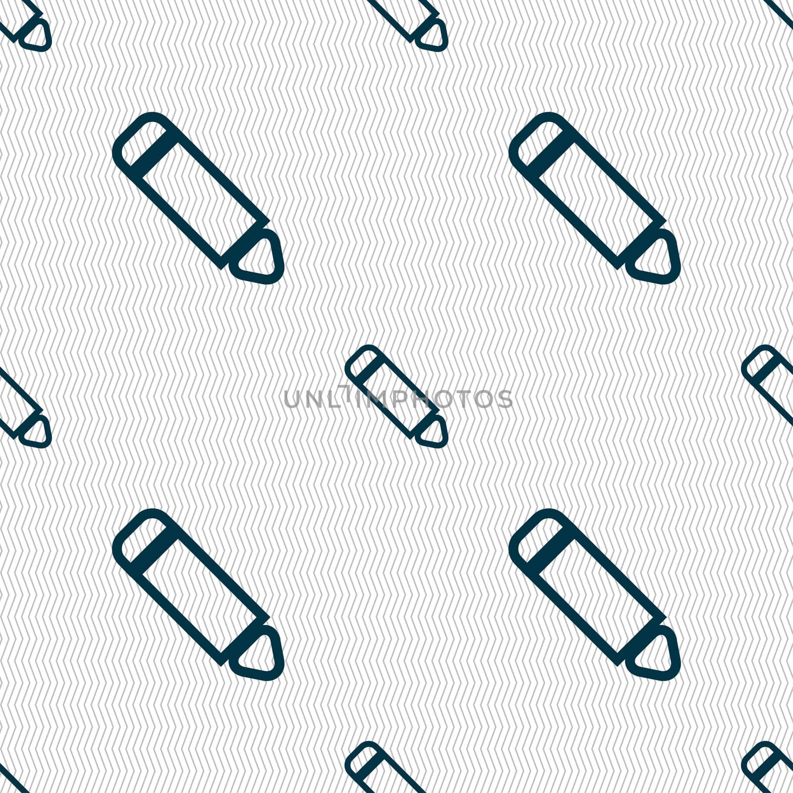 Pen icon sign. Seamless pattern with geometric texture.  by serhii_lohvyniuk