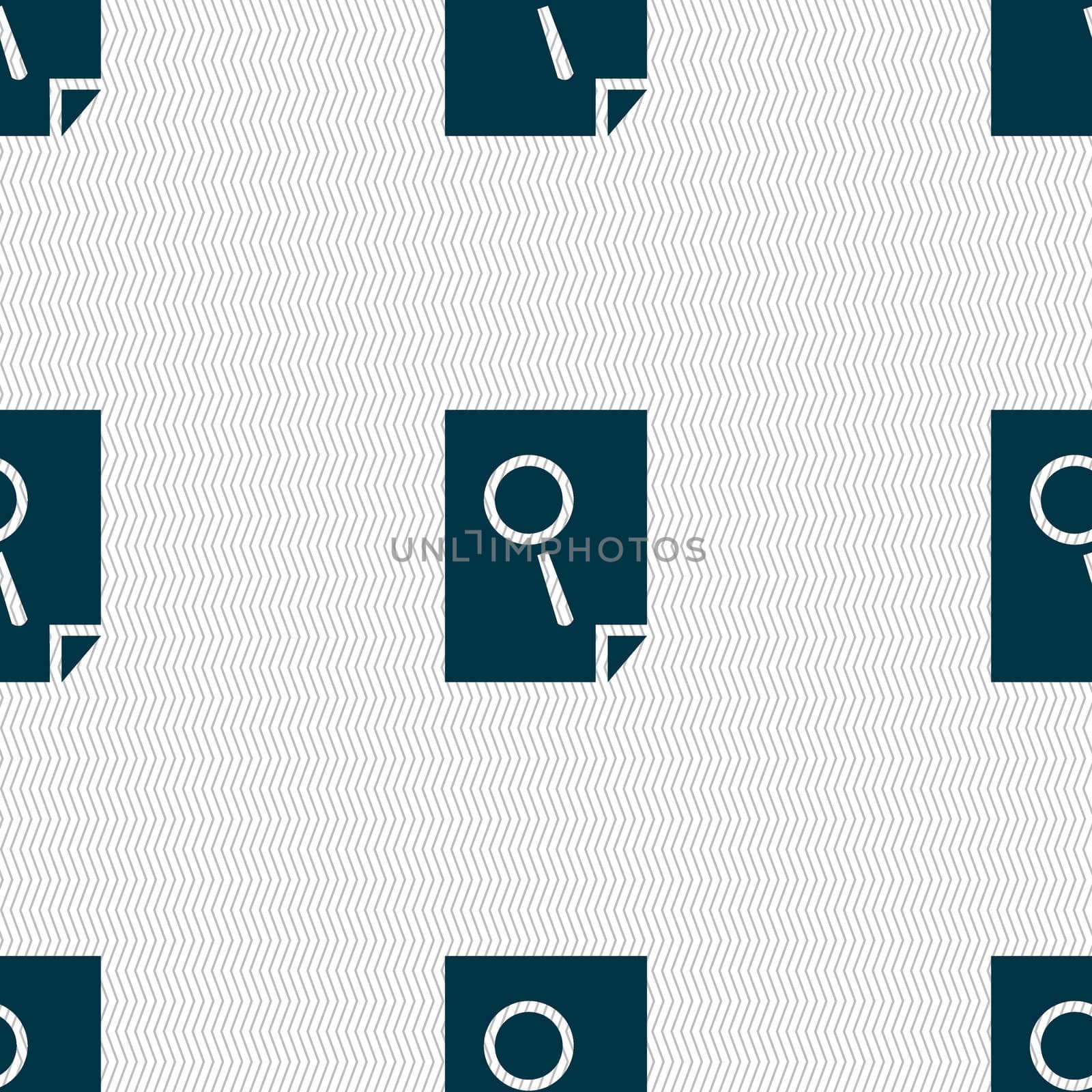 Search in file sign icon. Find document symbol. Seamless abstract background with geometric shapes.  by serhii_lohvyniuk