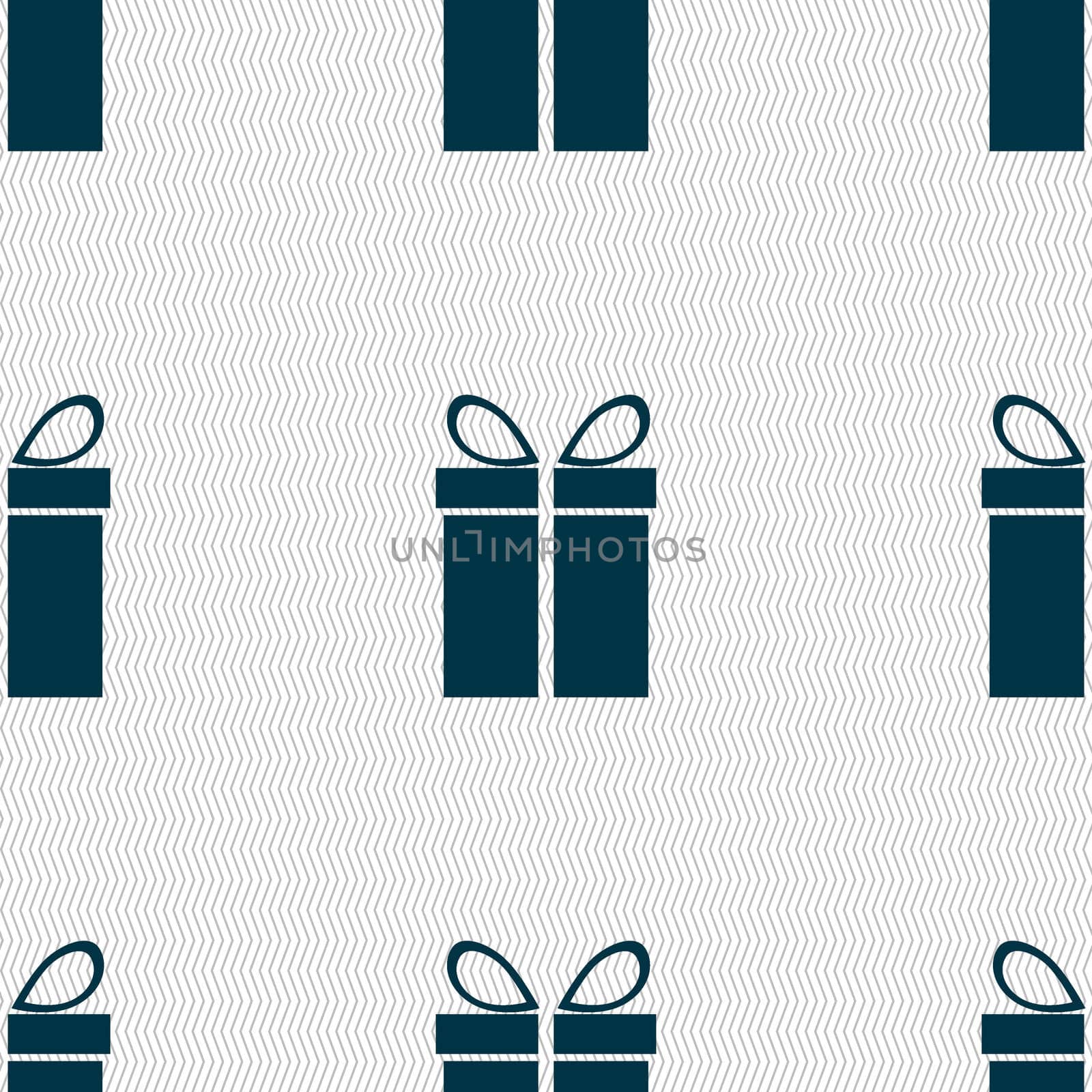 Gift box sign icon. Present symbol. Seamless abstract background with geometric shapes. illustration