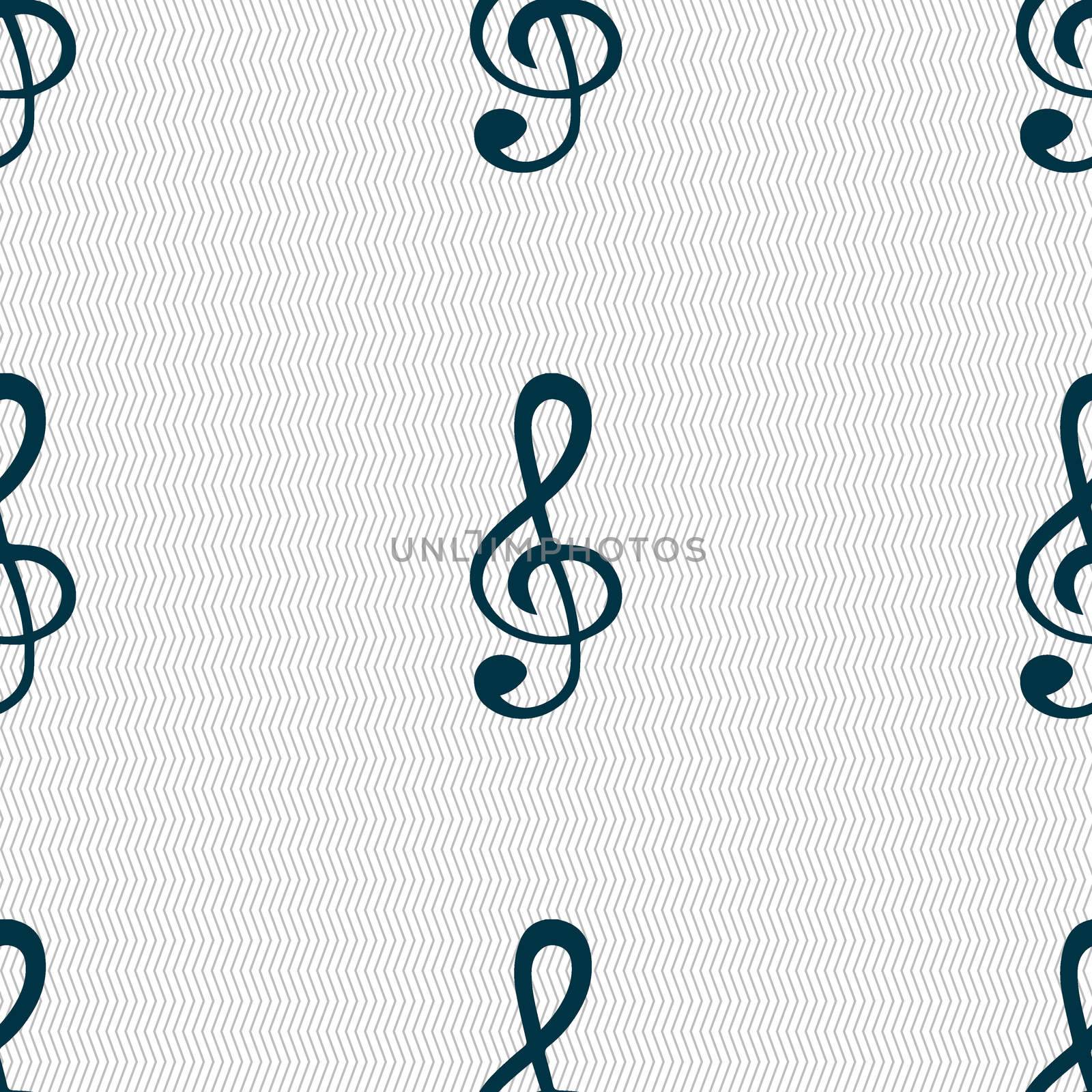 treble clef icon. Seamless abstract background with geometric shapes. illustration