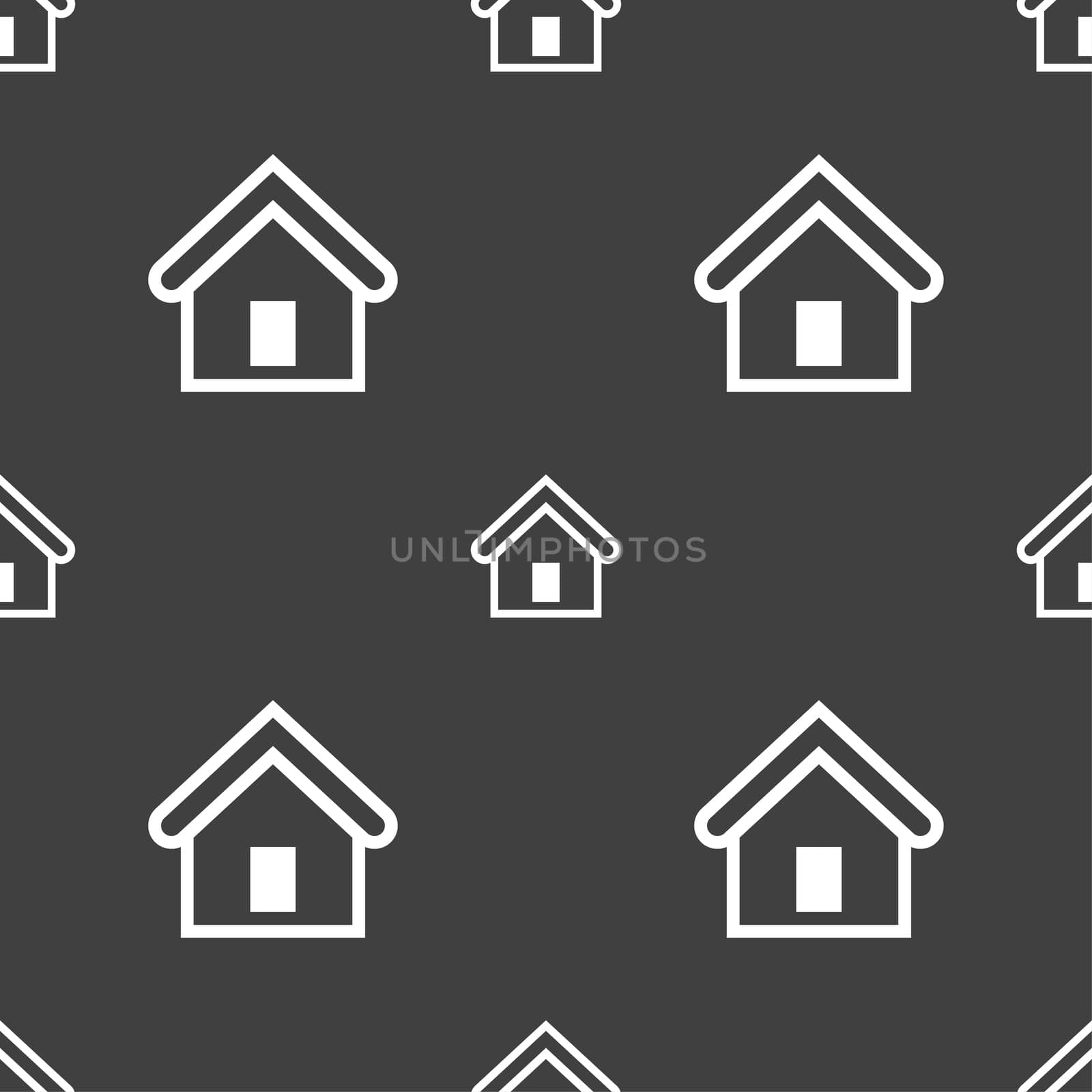 House icon sign. Seamless pattern on a gray background. illustration