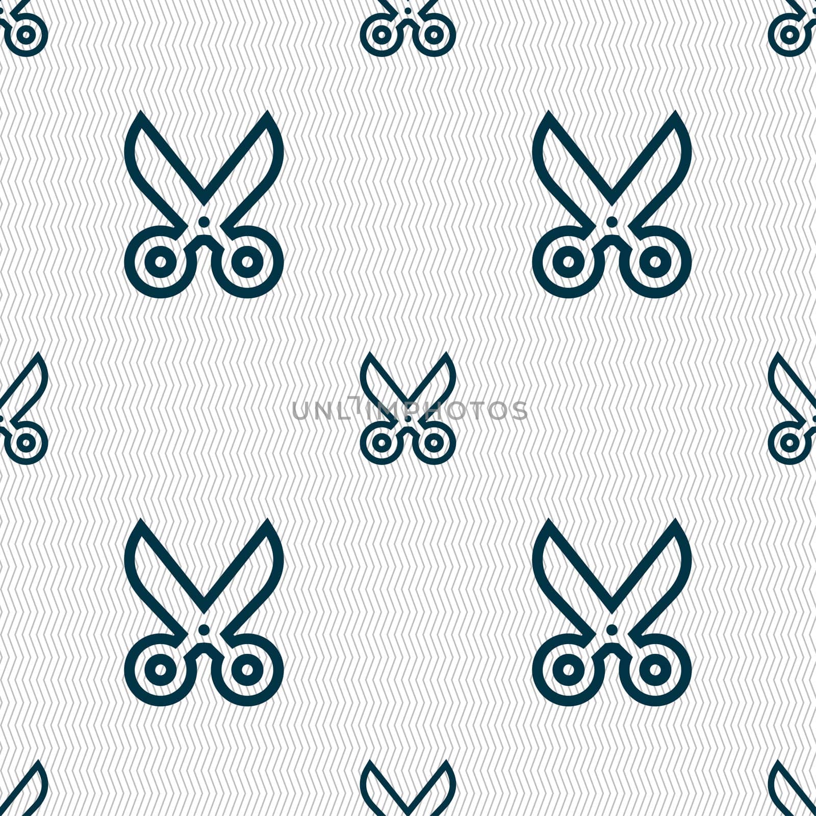 scissors icon sign. Seamless pattern with geometric texture.  by serhii_lohvyniuk