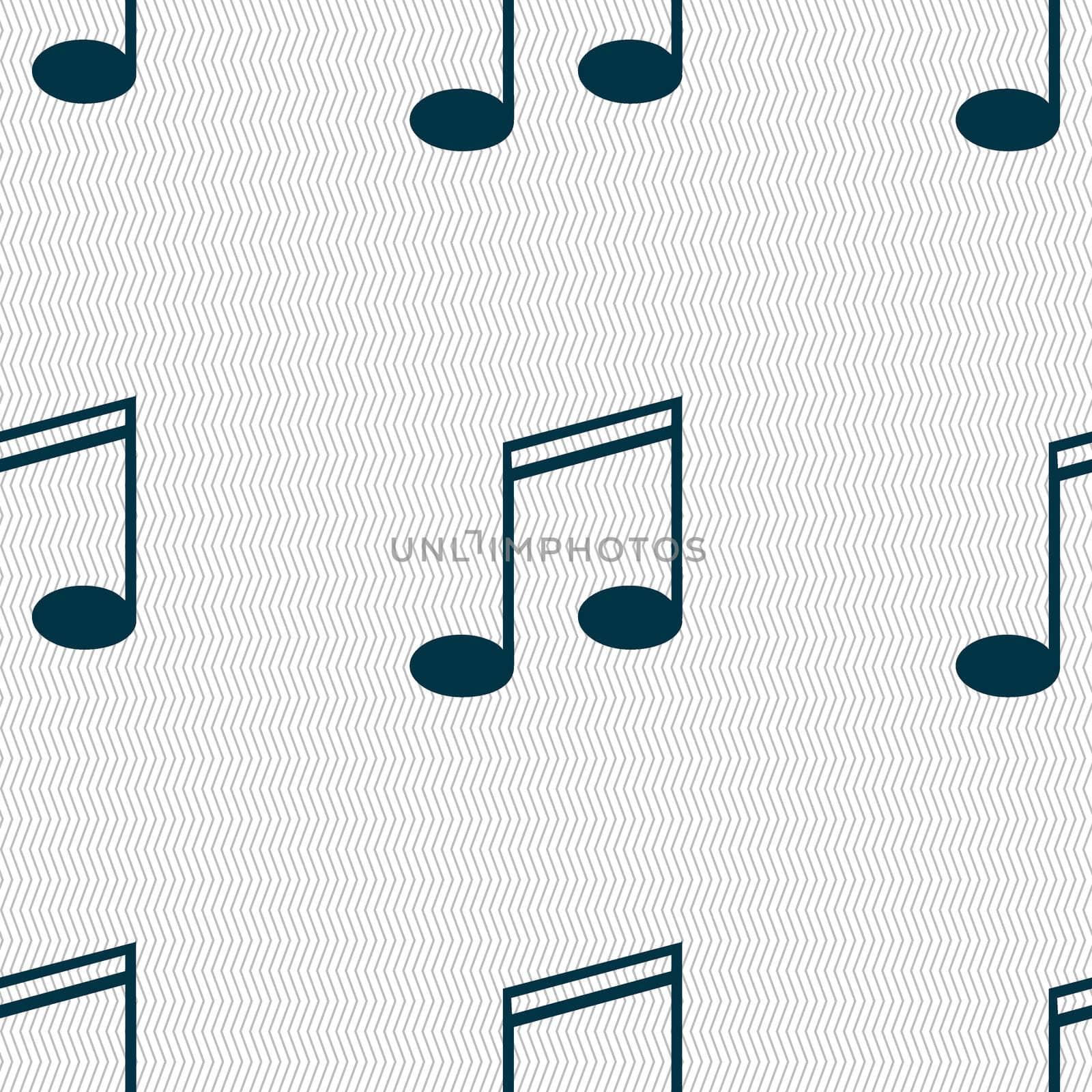 Music note sign icon. Musical symbol. Seamless abstract background with geometric shapes.  by serhii_lohvyniuk