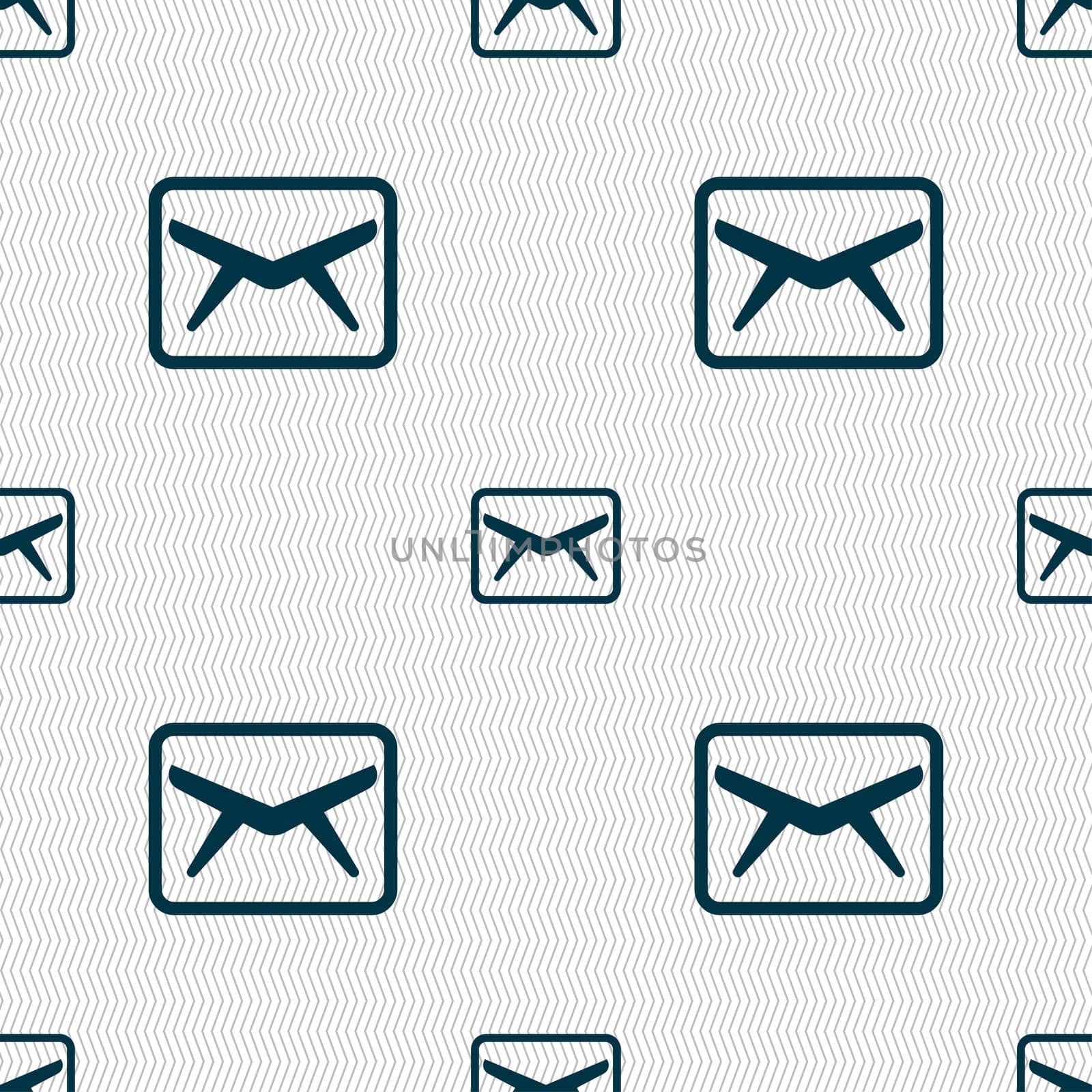 Mail, Envelope, Message icon sign. Seamless pattern with geometric texture. illustration