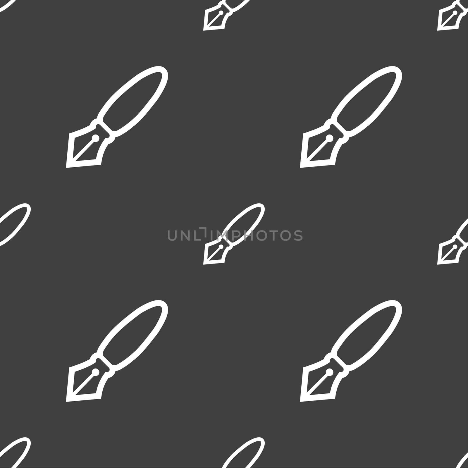 Pen icon sign. Seamless pattern on a gray background. illustration