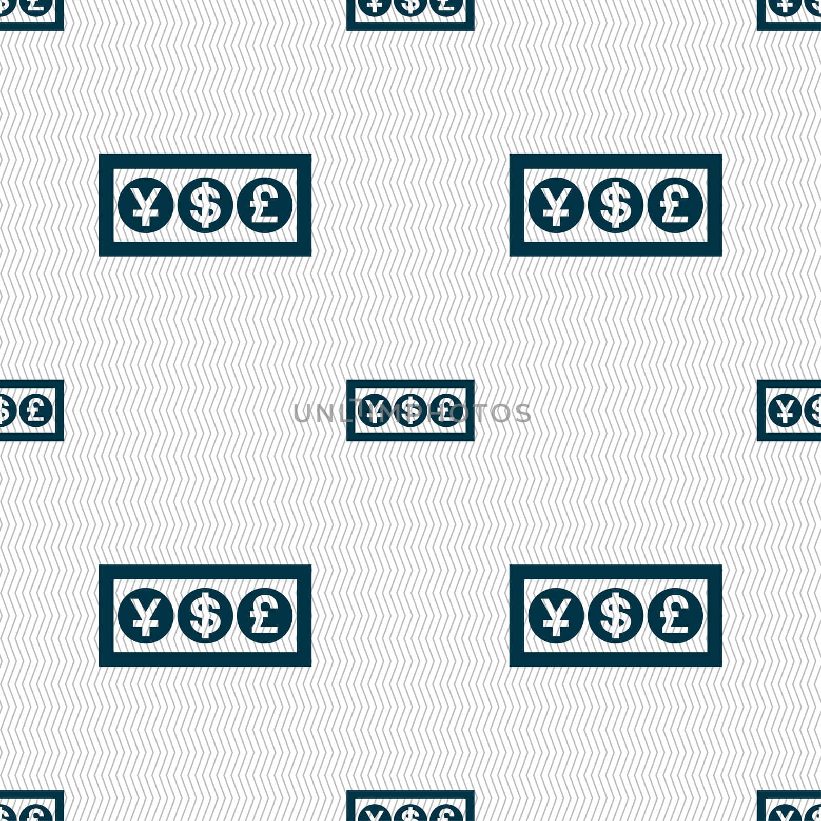 Cash currency icon sign. Seamless pattern with geometric texture. illustration