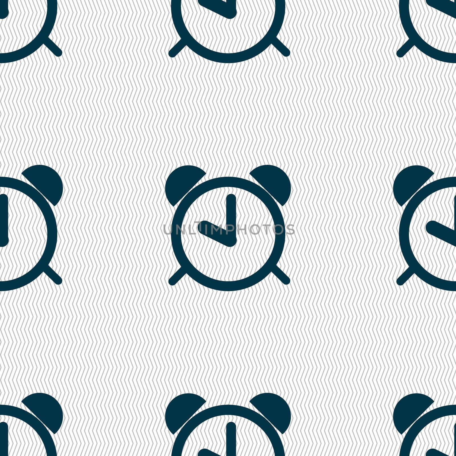 Alarm clock sign icon. Wake up alarm symbol. Seamless abstract background with geometric shapes.  by serhii_lohvyniuk